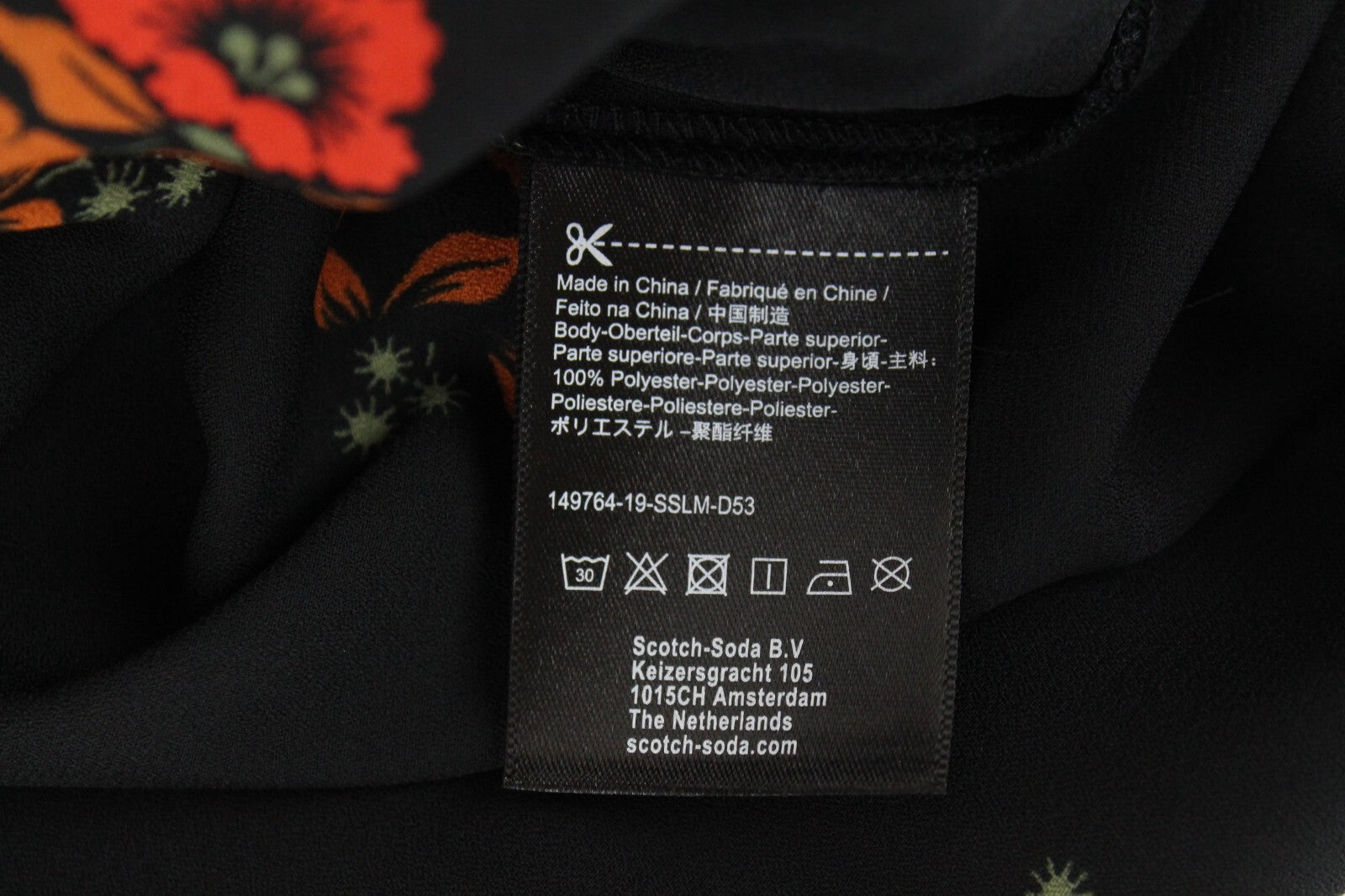 MAISON SCOTCH XS Women Floral Wrap Blouse Black Long Sleeved