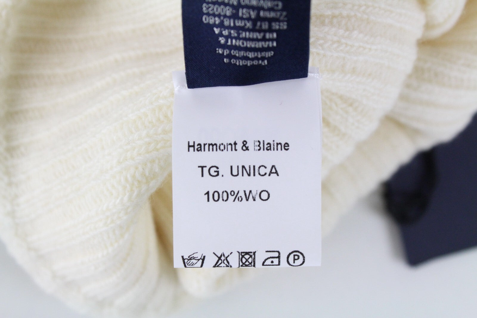 HARMONT &amp; BLAINE Unisex Beanie OS smėlio spalvos vilnonė laisvalaikio stiliaus megzta kepurė su logotipu 
