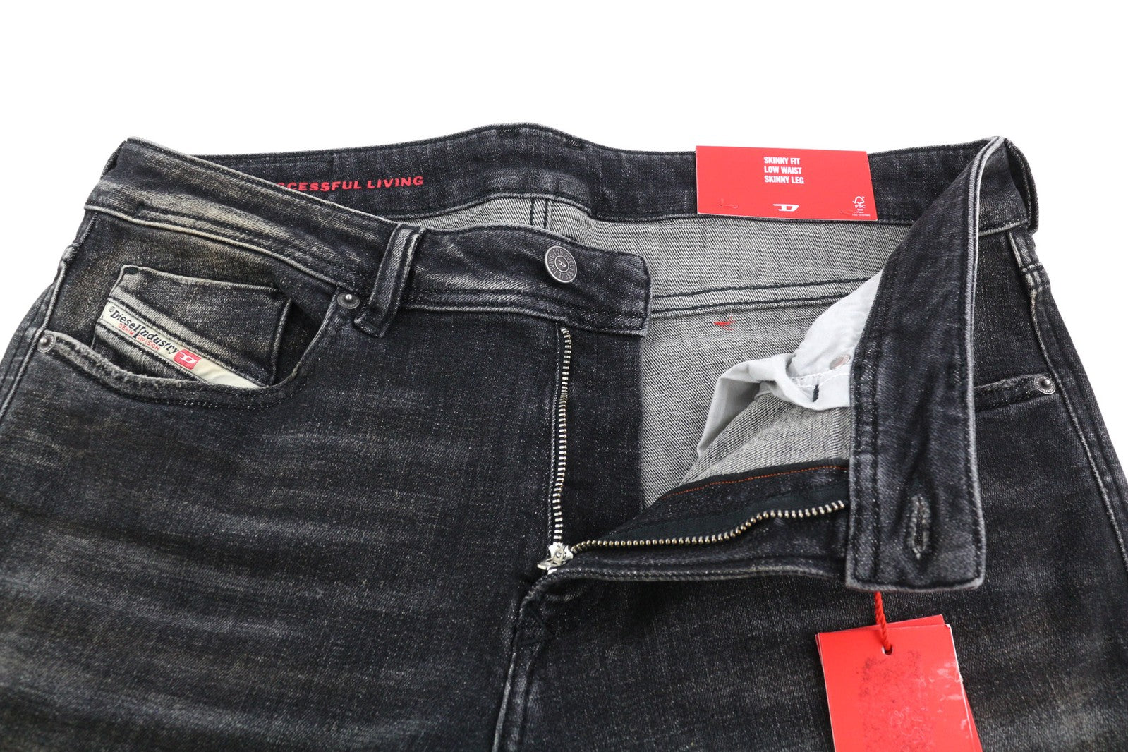 DIESEL Sleenker 09D88 vyriški džinsai W33/L32 žemo juosmens, aptempti, skalbti, tamsūs, RRP 225 € 