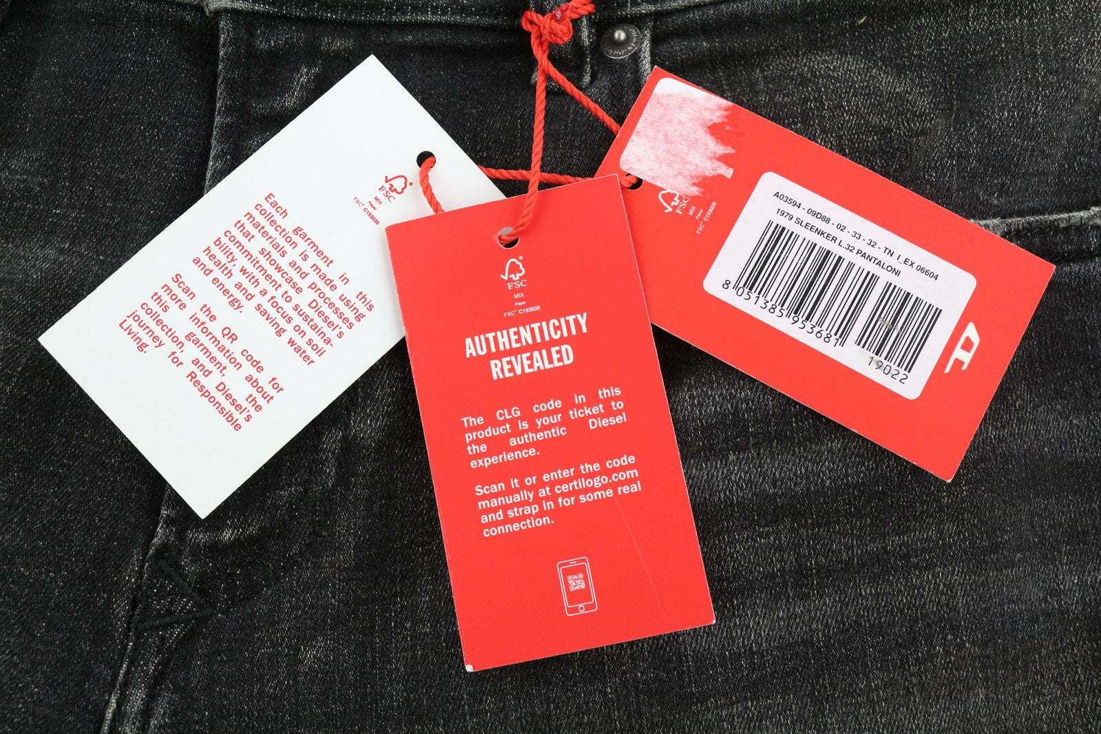 DIESEL Sleenker 09D88 vyriški džinsai W33/L32 žemo juosmens, aptempti, skalbti, tamsūs, RRP 225 € 