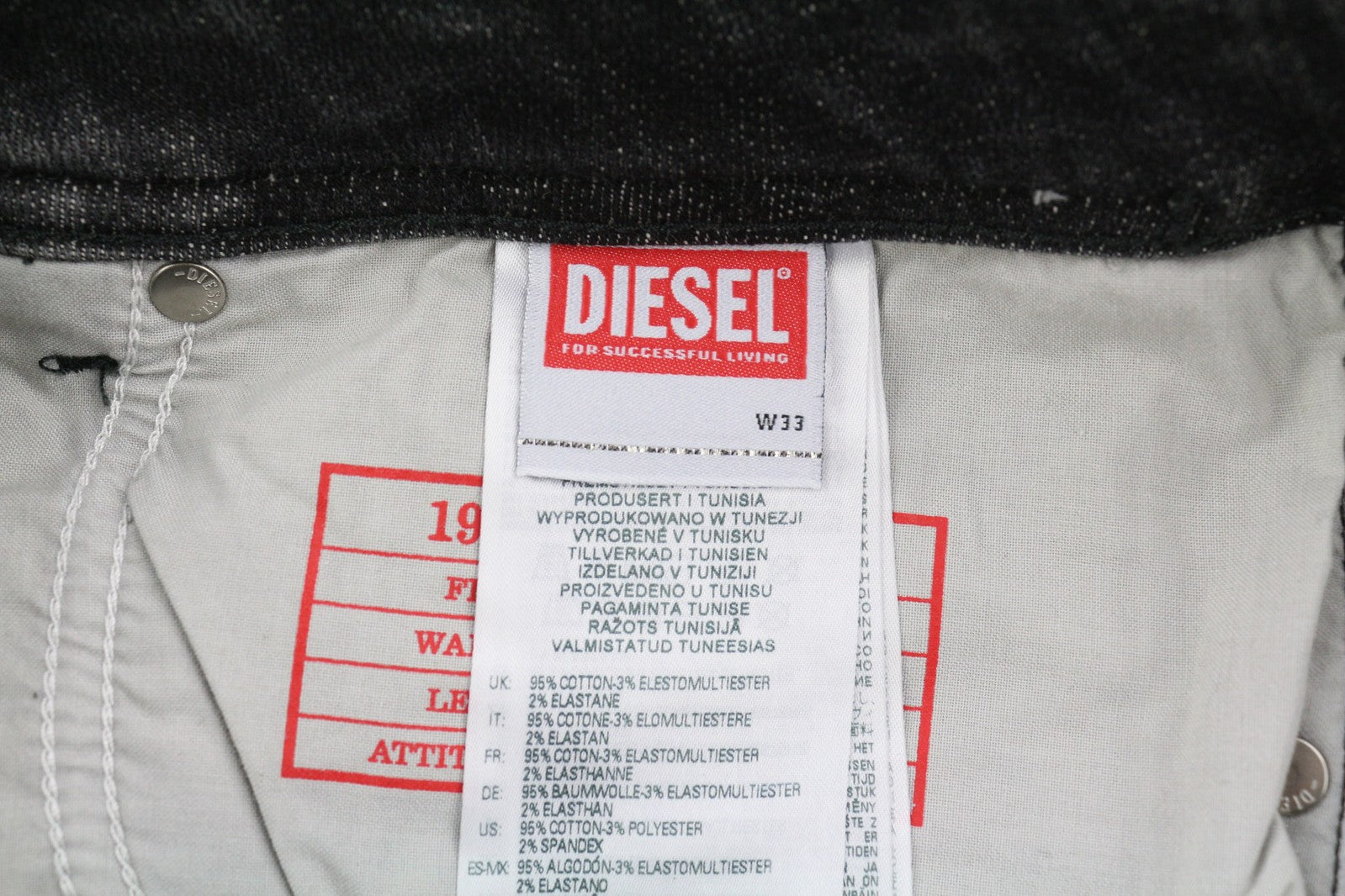DIESEL Sleenker 09D88 vyriški džinsai W33/L32 žemo juosmens, aptempti, skalbti, tamsūs, RRP 225 € 