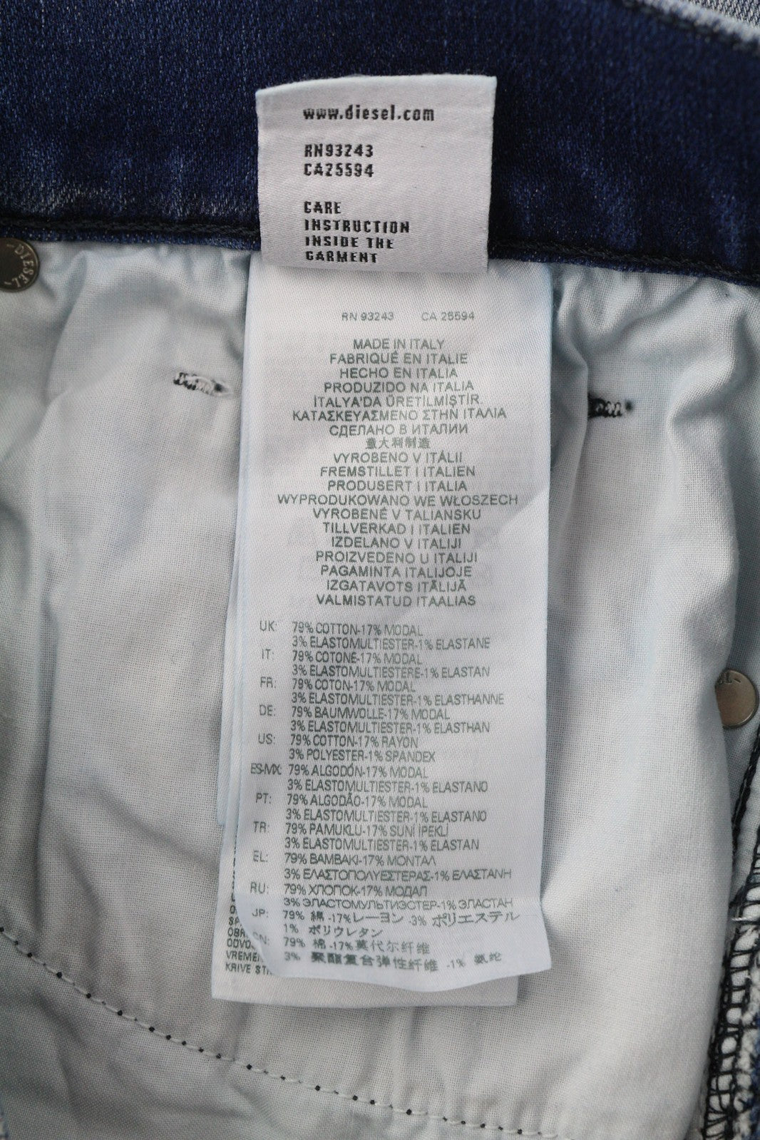 DIESEL D-Istort-X 09E61 vyriški džinsai W32/L32 vidutinio juosmens, aptempti, skalbti 