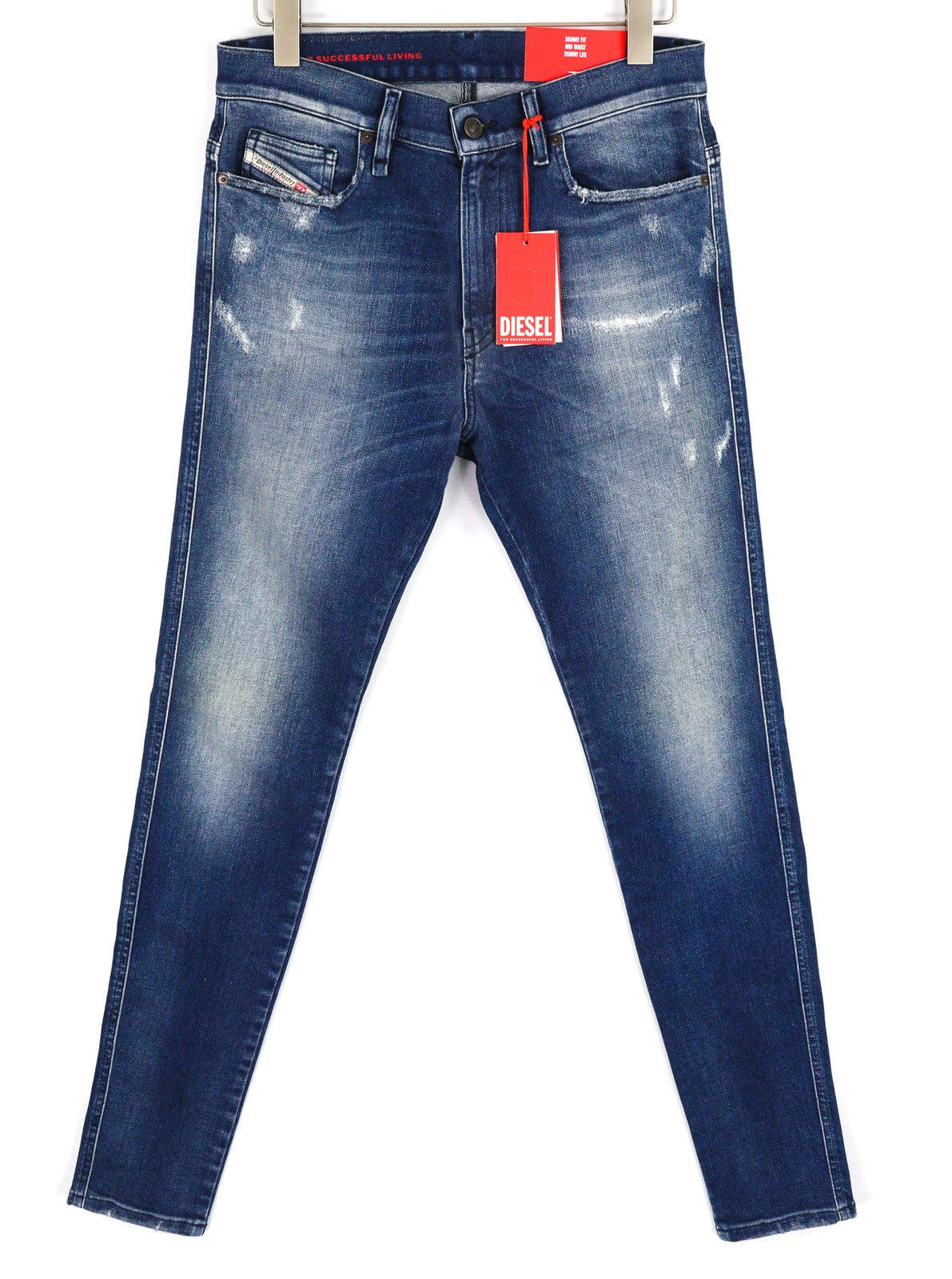 DIESEL D-Istort-X 09E61 vyriški džinsai W32/L32 vidutinio juosmens, aptempti, skalbti 