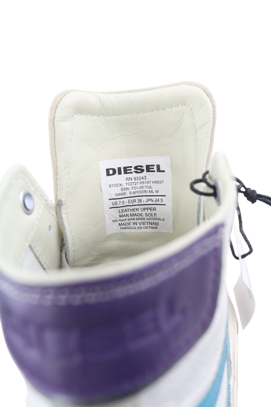 DIESEL S-Mydori ML W moteriški sportbačiai, balti, odiniai, vidutinio ūgio, su raišteliais, RRP 220 € 
