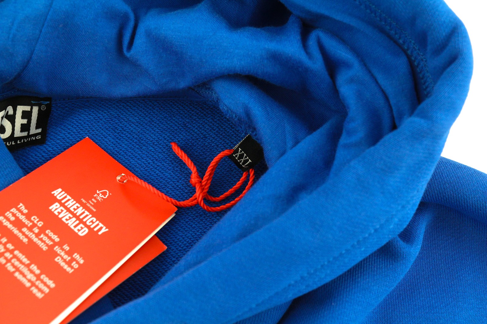 DIESEL S-Muster vyriškas džemperis su gobtuvu (2XL), mėlynas, didelis megztinis su gobtuvu ir kišene, rekomenduojama mažmeninė kaina – 150 €. 