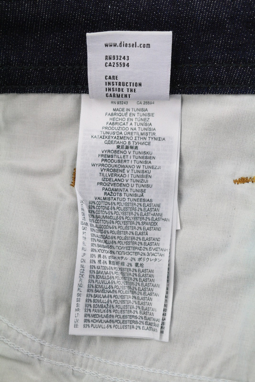 DIESEL Buster 084HN vyriški džinsai W36/L32 siaurėjantys, tamprūs, tamsiai mėlyni, su sagomis 