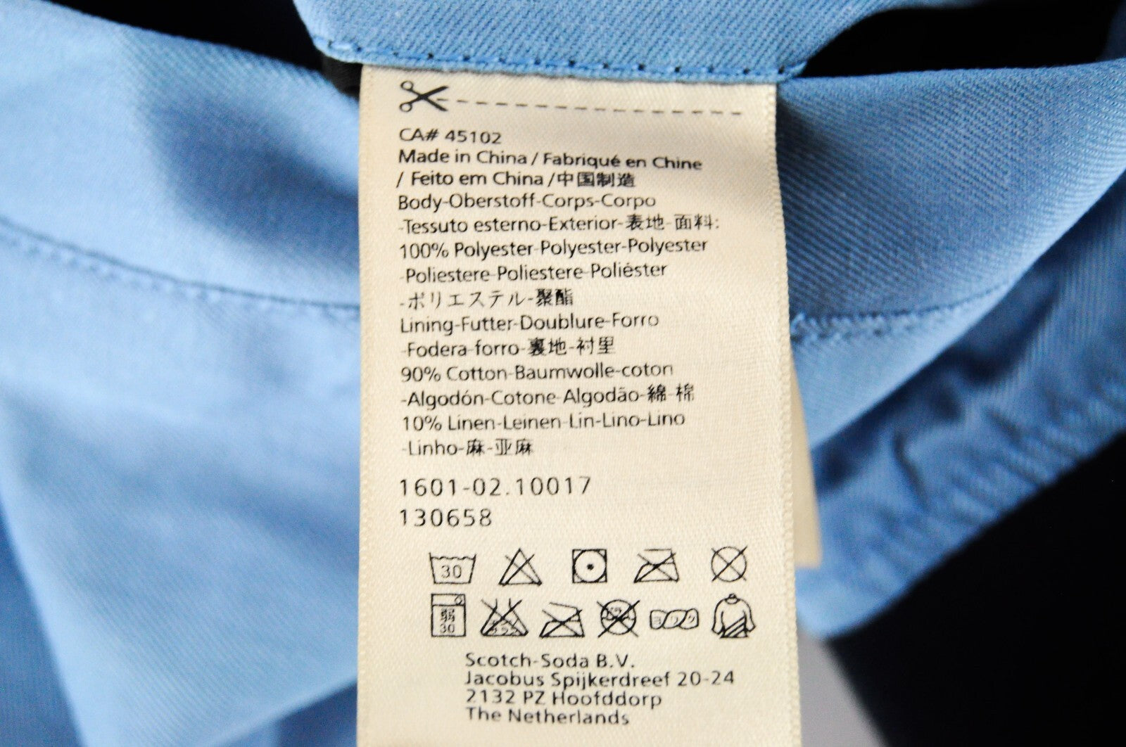 SCOTCH &amp; SODA dvipusė striukė L mėlyna medvilninė lininė raštuota vyriška striukė su užtrauktuku 