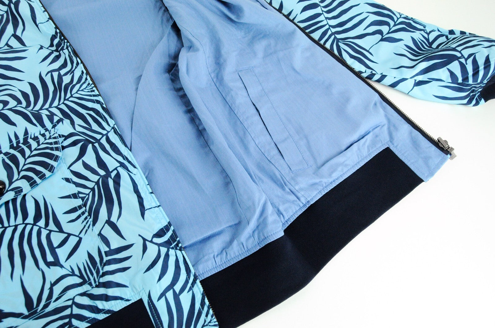 SCOTCH &amp; SODA dvipusė striukė L mėlyna medvilninė lininė raštuota vyriška striukė su užtrauktuku 