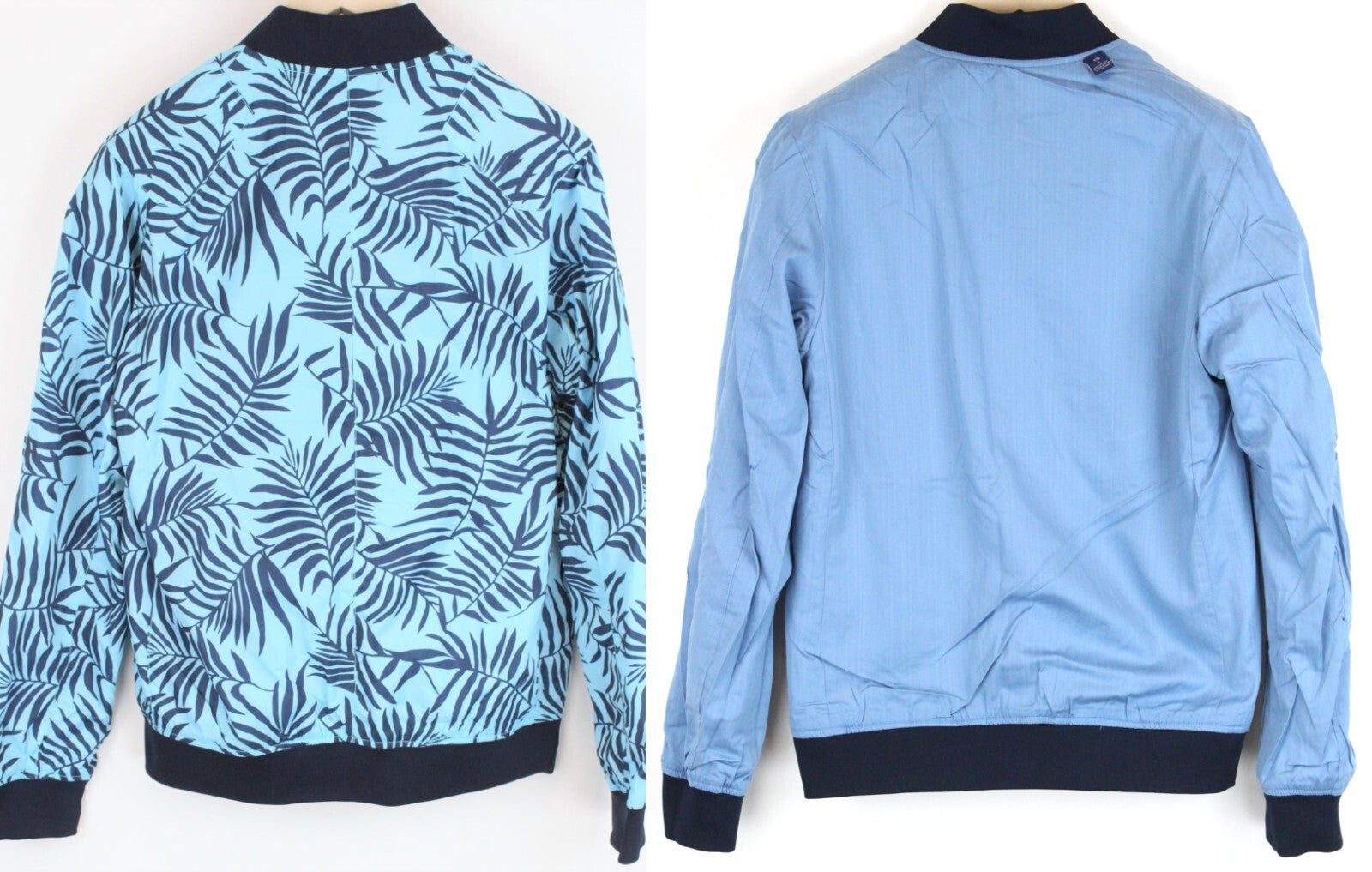 SCOTCH &amp; SODA dvipusė striukė L mėlyna medvilninė lininė raštuota vyriška striukė su užtrauktuku 