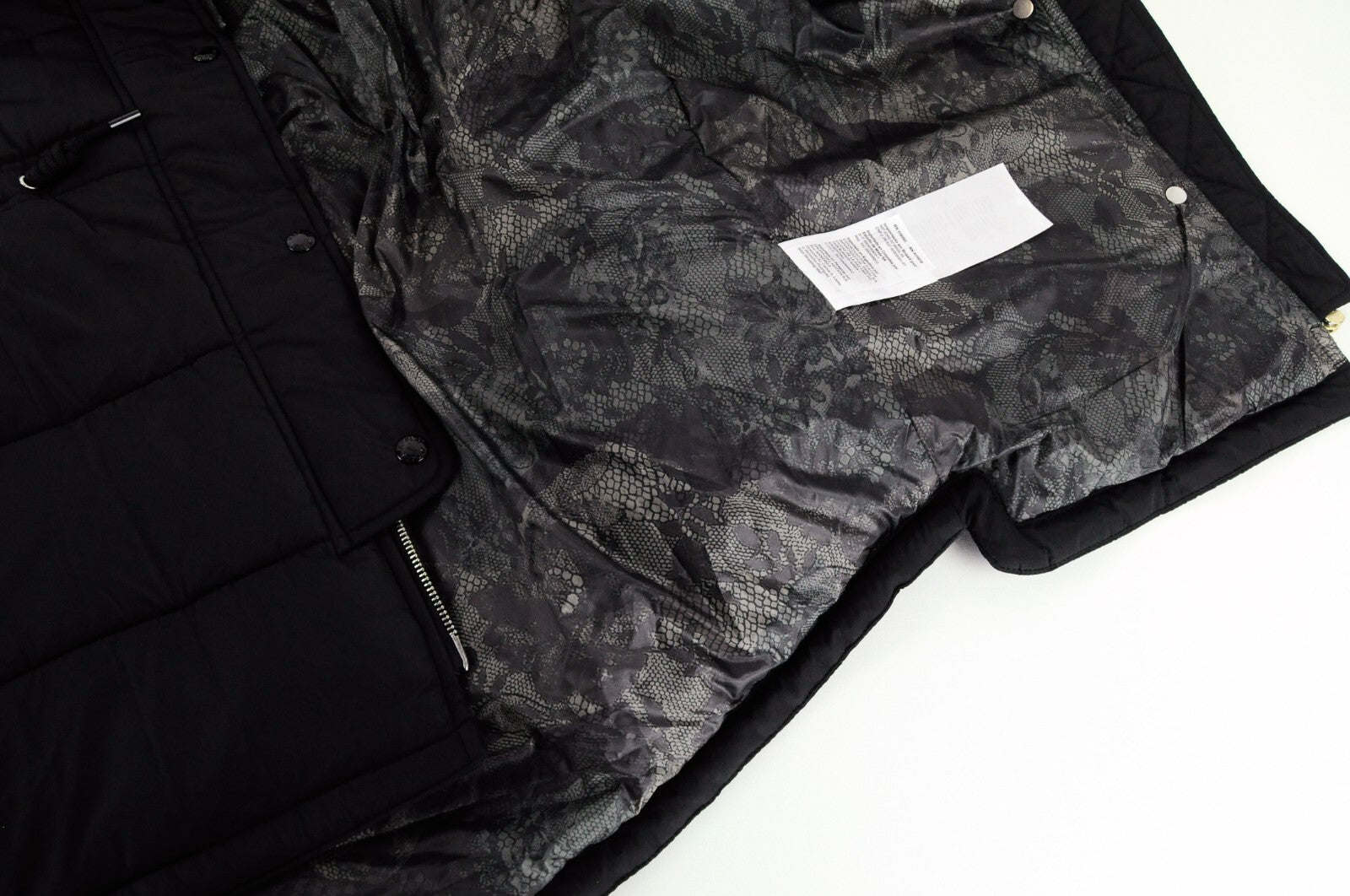 REPLAY moteriška parka S juodas ilgas paltas su gobtuvu ir dirbtinio kailio pamušalu 