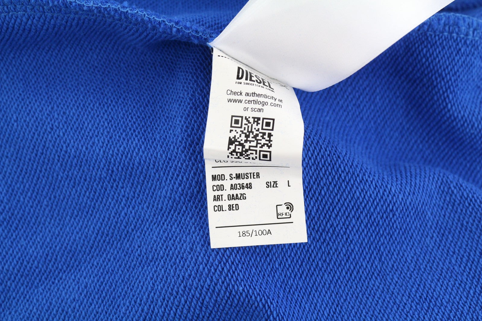 DIESEL S-Muster vyriškas džemperis su gobtuvu, L dydžio, mėlynas, su gobtuvu ir kišene, RRP150