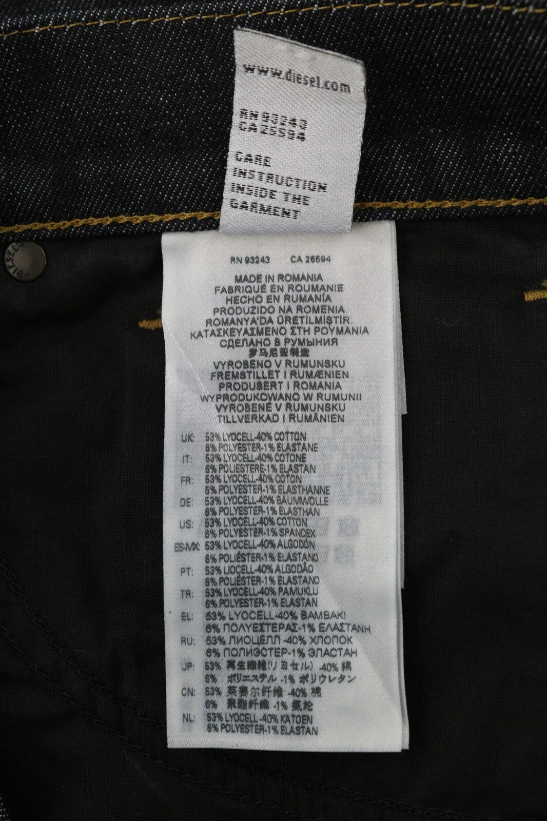 DIESEL D-Fining 009HF vyriški džinsai W30/L30 siaurėjantys, tamprūs, su sagomis, tamsūs 