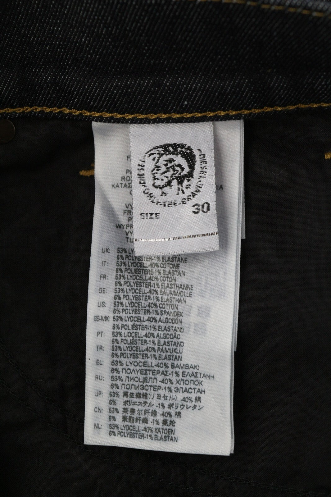 DIESEL D-Fining 009HF vyriški džinsai W30/L30 siaurėjantys, tamprūs, su sagomis, tamsūs 