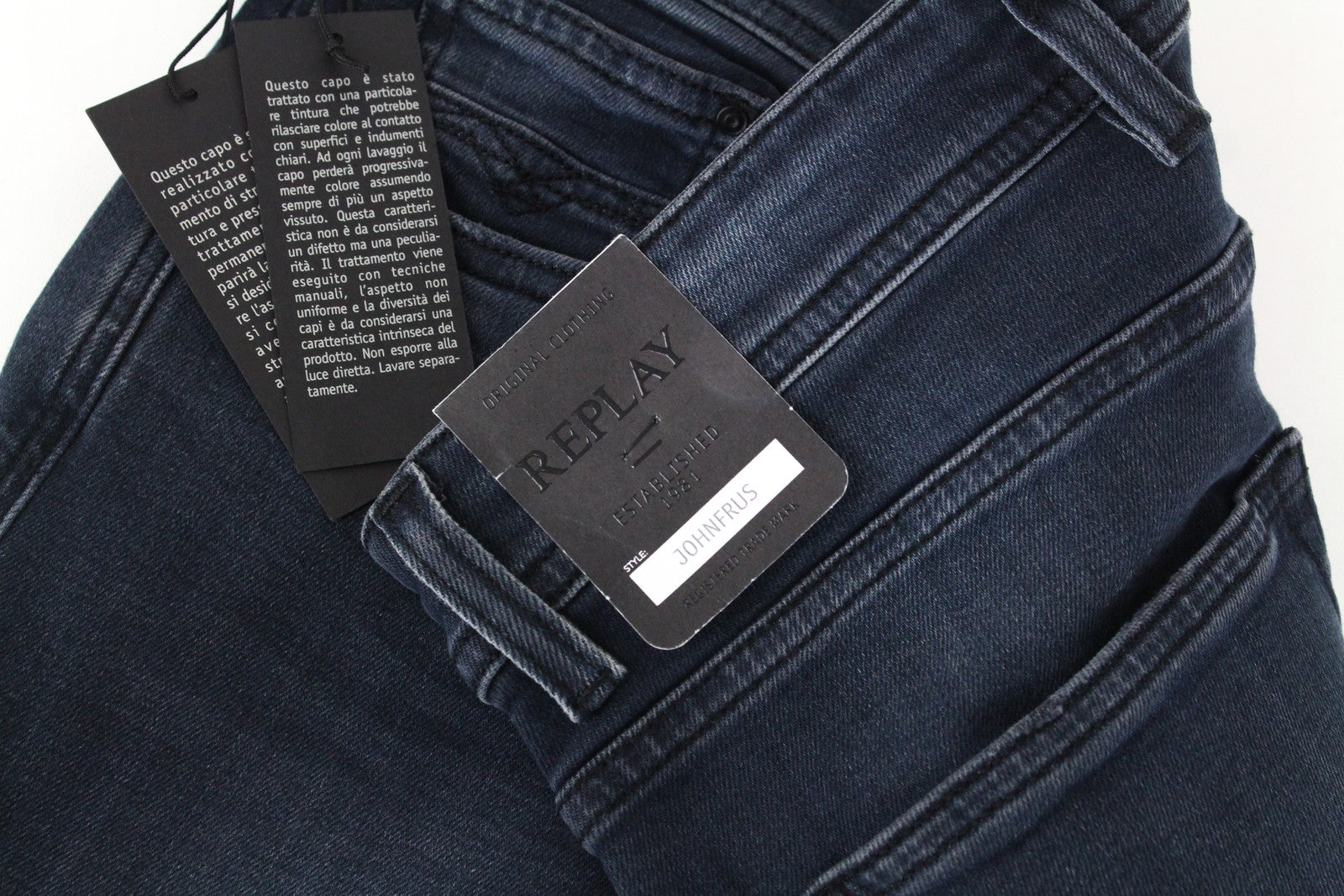 REPLAY Johnfrus Men's Jeans W30/L30 Skinny Fit Cotton Stretch Dark Blue Washed