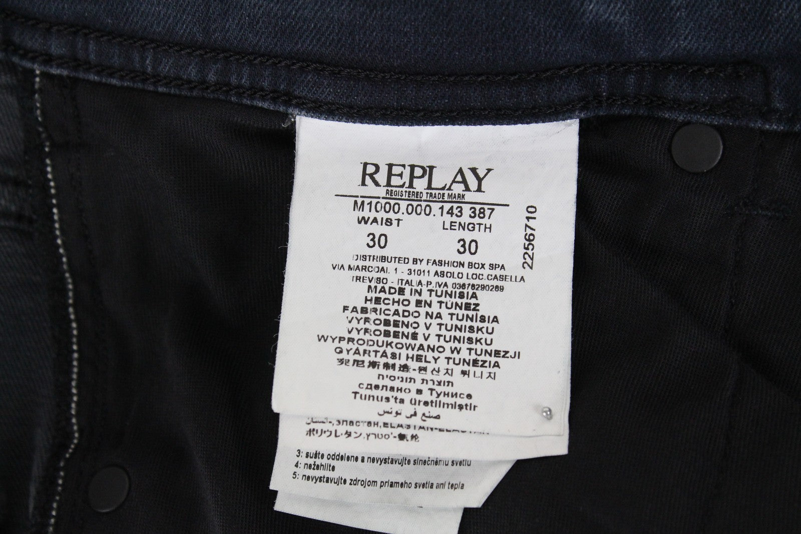 REPLAY Johnfrus Men's Jeans W30/L30 Skinny Fit Cotton Stretch Dark Blue Washed