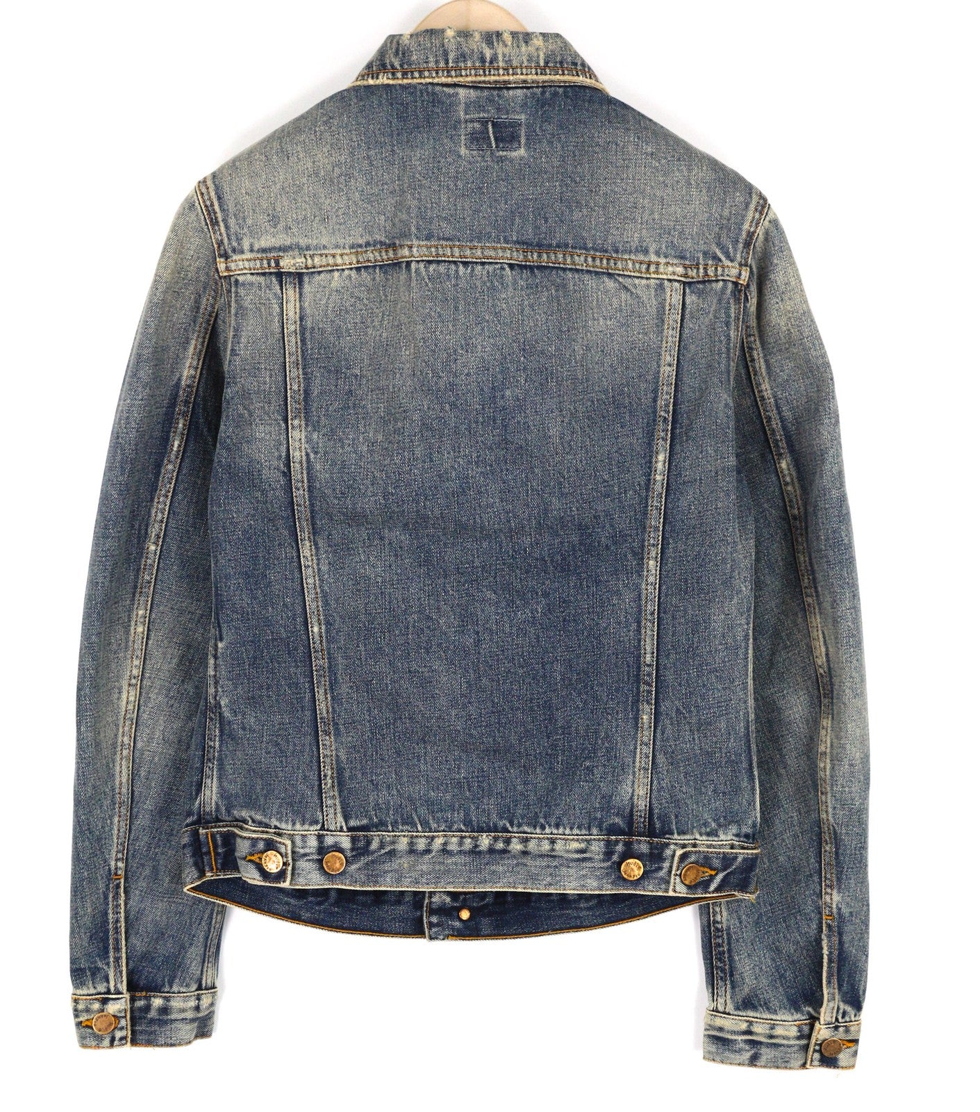 NUDIE Billy Mens Jacket S Shimmering Indigo Washed Ripped Button Up