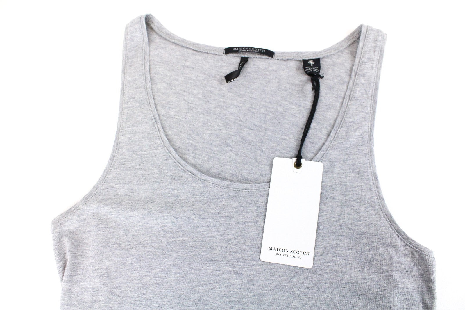 MAISON SCOTCH Women Tank Top M Grey Sleeveless Round Neck Pure Cotton