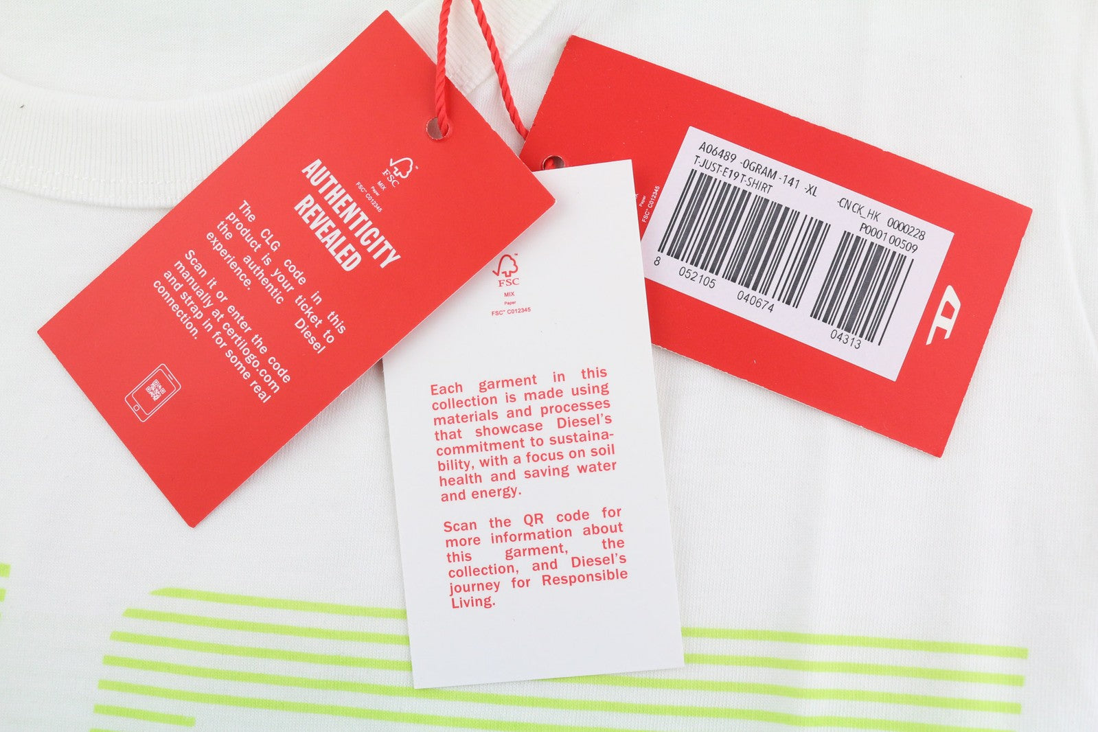 DIESEL T-Just-E19 Mens T-Shirt XL Short Sleeve Crew Collar Tricot Light