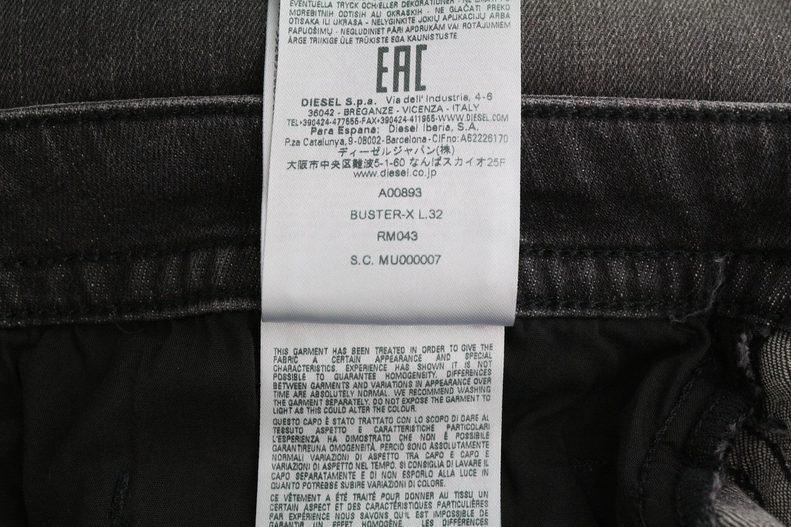 DIESEL Buster RM043 vyriški džinsai W36/L32 siaurėjantys, tamprūs, skalbti sagomis užsegami džinsai