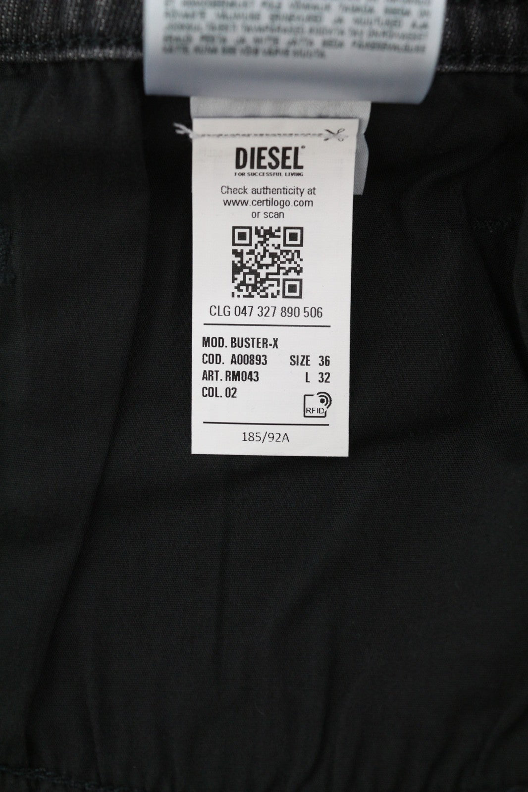 DIESEL Buster RM043 vyriški džinsai W36/L32 siaurėjantys, tamprūs, skalbti sagomis užsegami džinsai