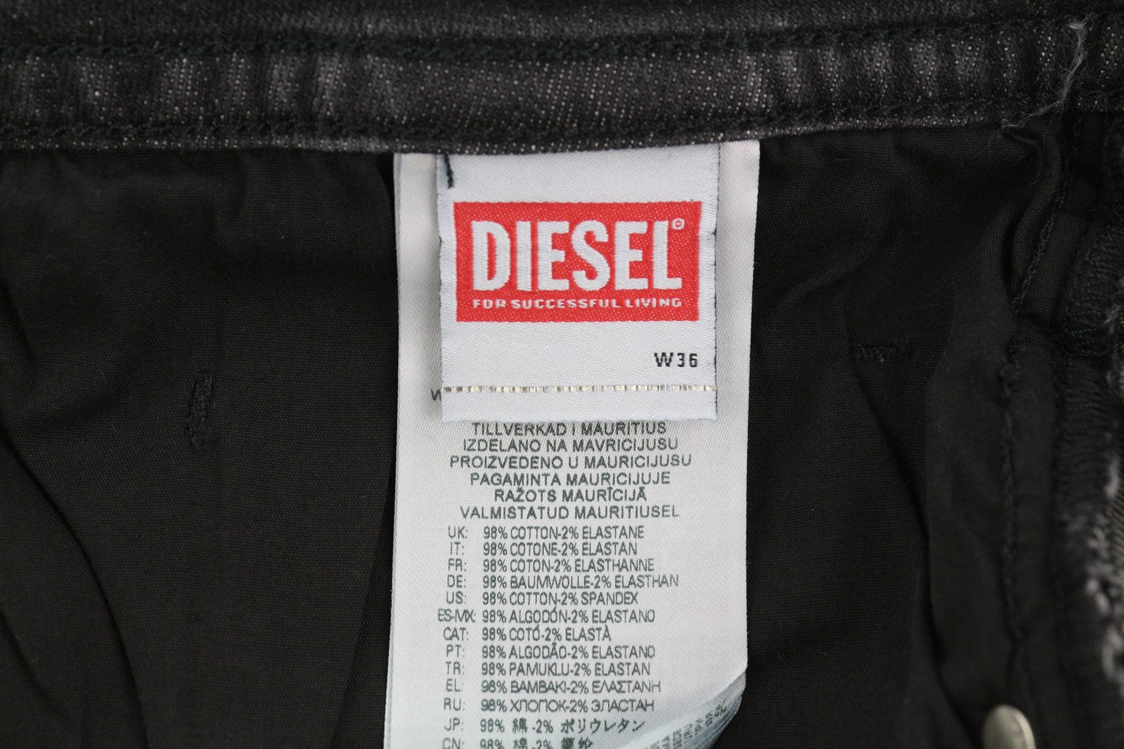 DIESEL Buster RM043 vyriški džinsai W36/L32 siaurėjantys, tamprūs, skalbti sagomis užsegami džinsai