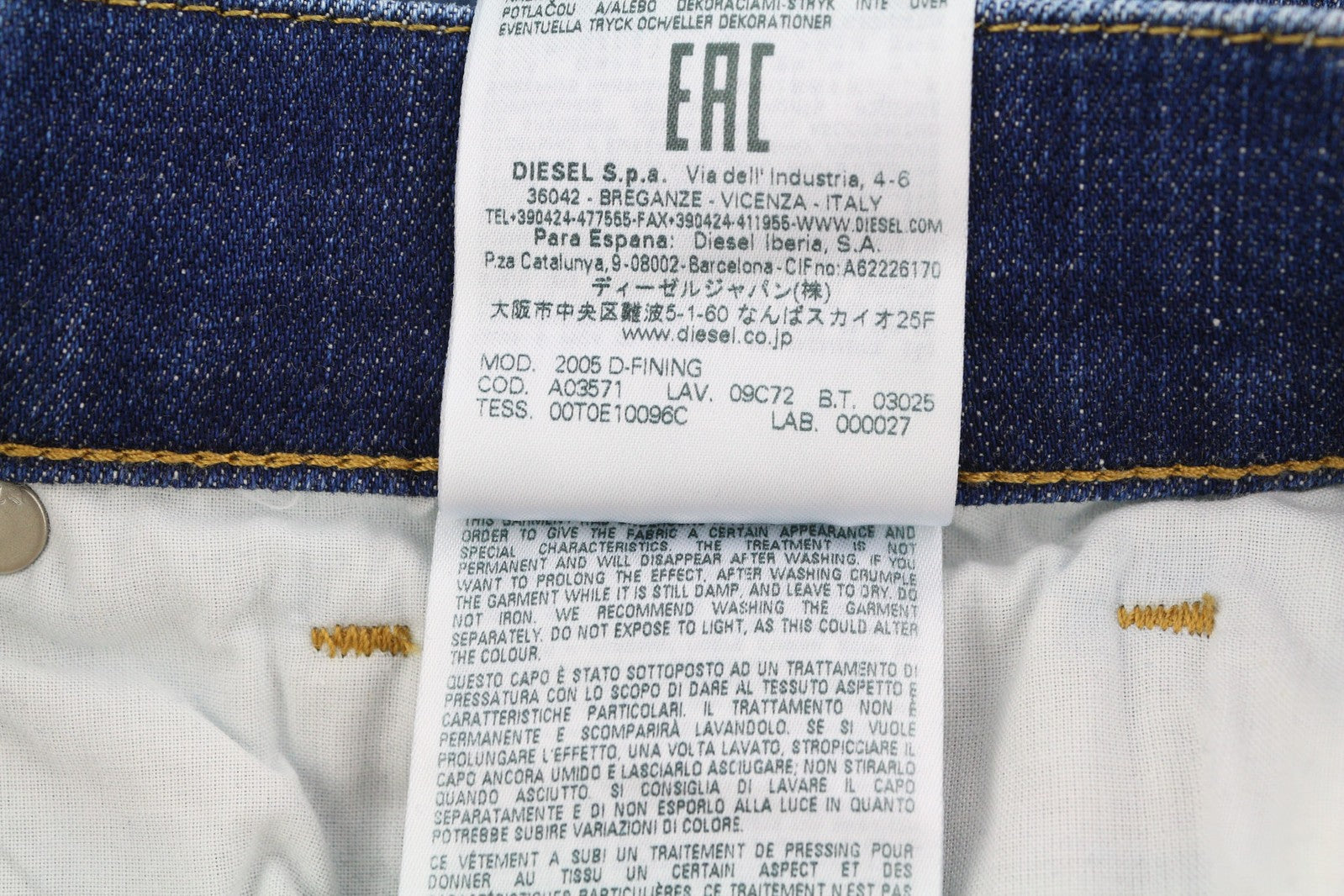 DIESEL 2005 D-Fining 09C72 Mens Jeans W29/L32 Mid Waist Regular Tapered RRP€225