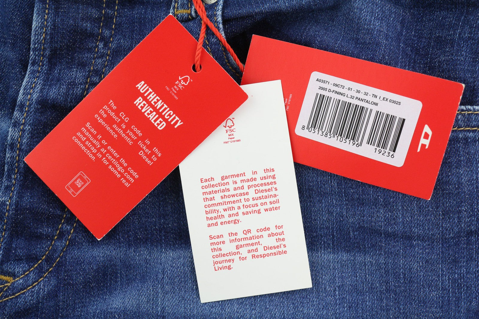 DIESEL 2005 D-Fining 09C72 Mens Jeans W29/L32 Mid Waist Regular Tapered RRP€225