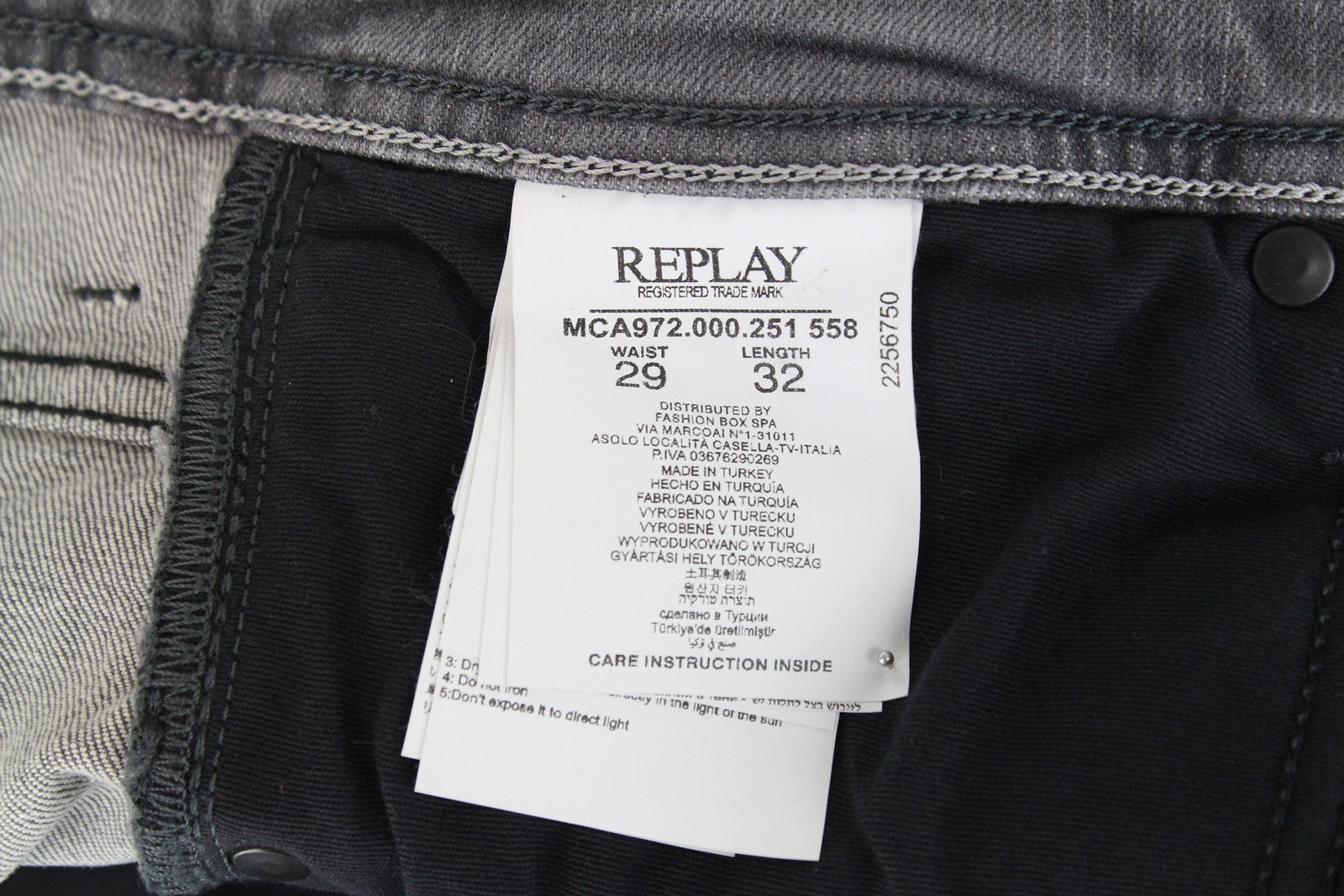 REPLAY Grover Men's Jeans W29/L32 Straight Fit Cotton Stretch Grey Selvedge