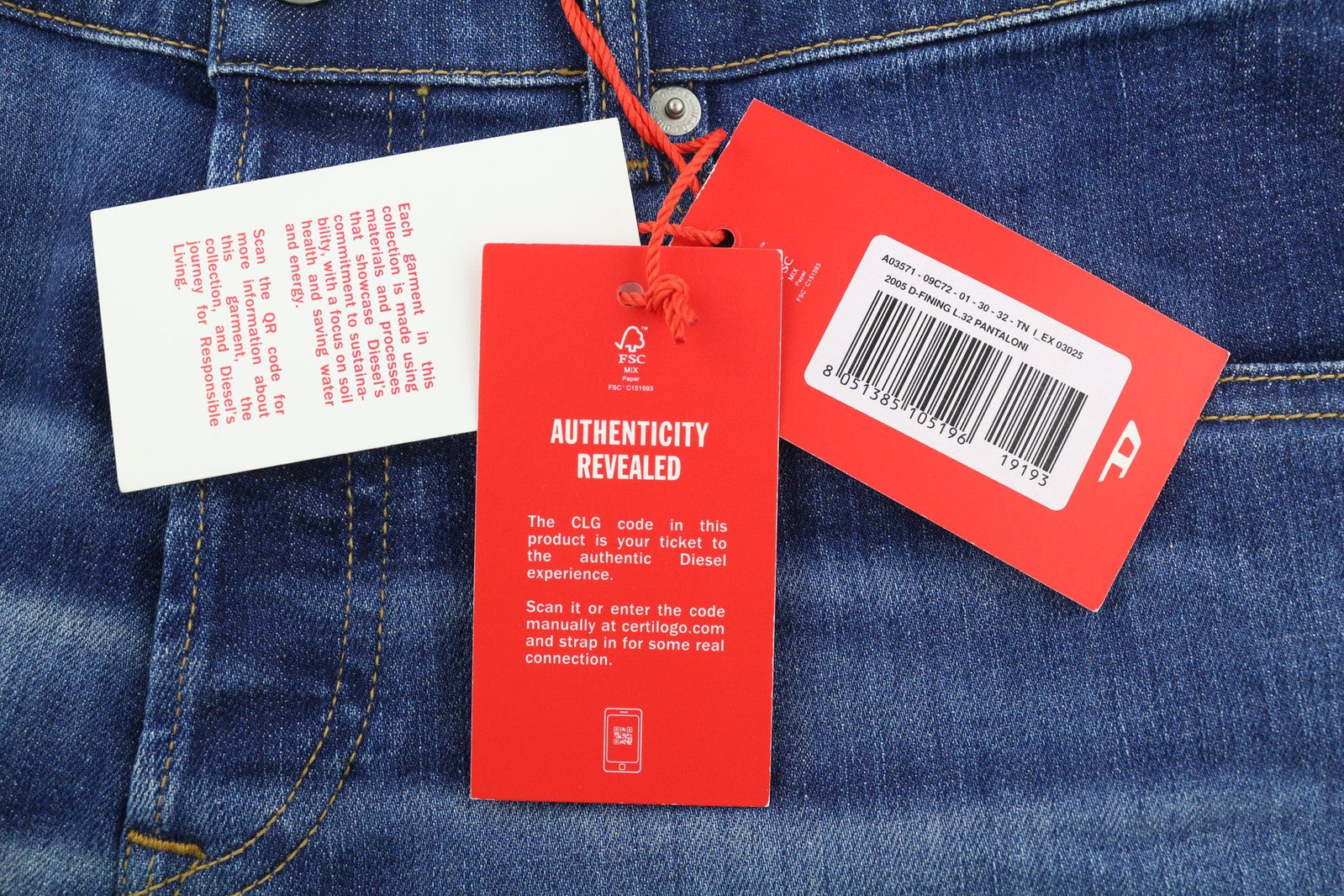 DIESEL 2005 D-Fining 09C72 vyriški džinsai W30/L32 vidutinio juosmens siaurėjantys mėlyni RMK 225 € 