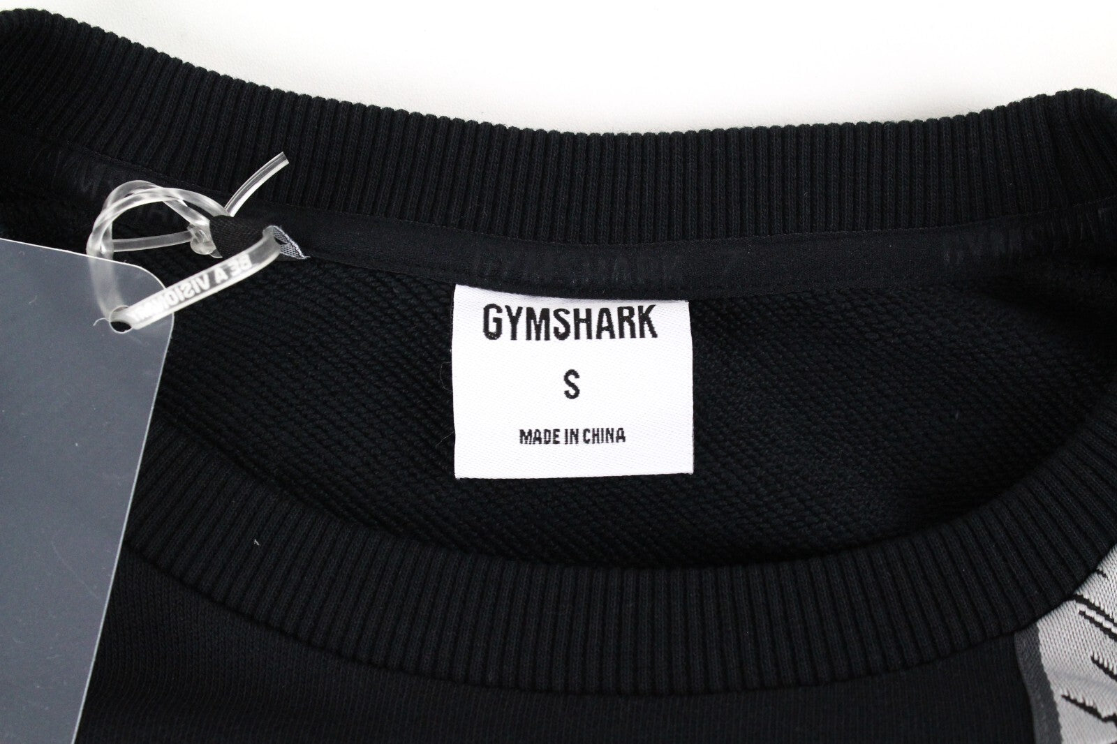 GYMSHARK moteriškas juodas džemperis S su trumpu logotipu ilgomis rankovėmis 