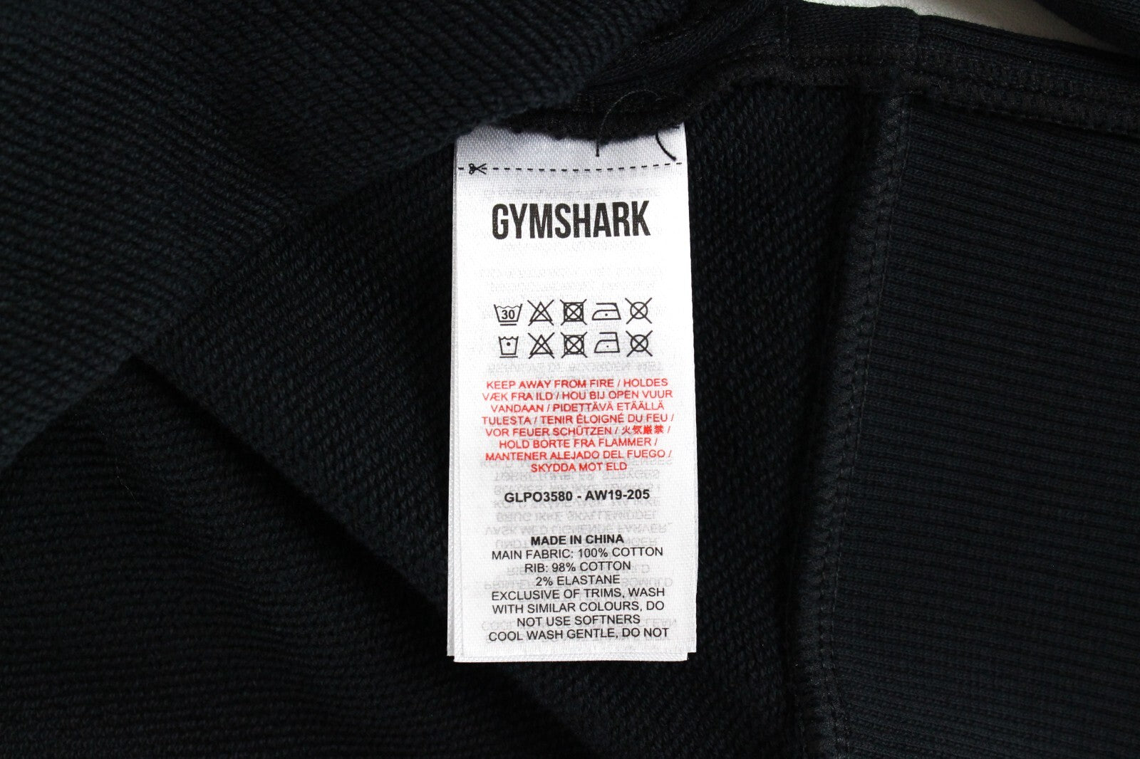 GYMSHARK moteriškas juodas džemperis S su trumpu logotipu ilgomis rankovėmis 