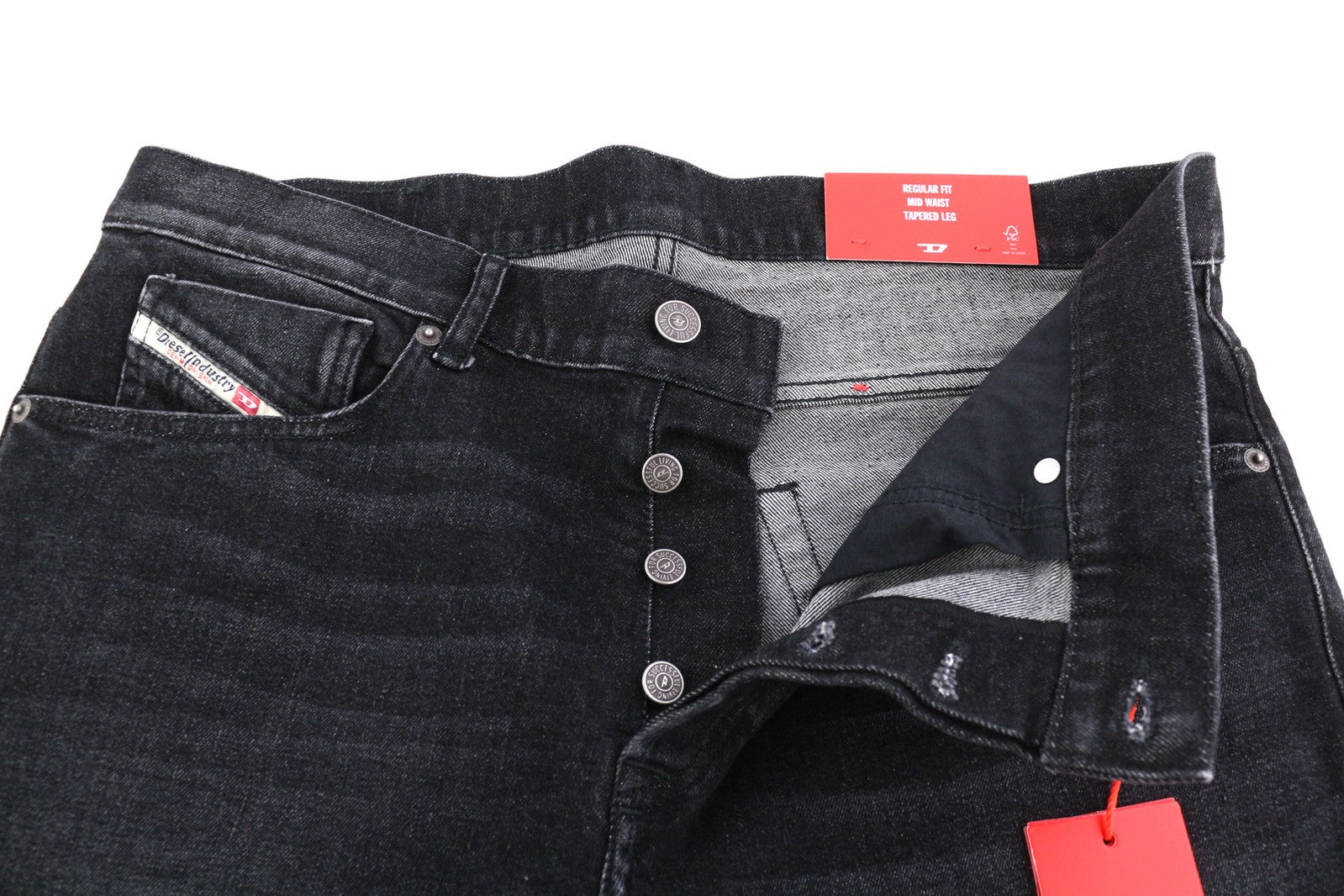 DIESEL 2005 D-Fining RS666 vyriški džinsai W34/L32 vidutinio juosmens, įprasto dydžio, siaurėjančiomis klešnėmis 