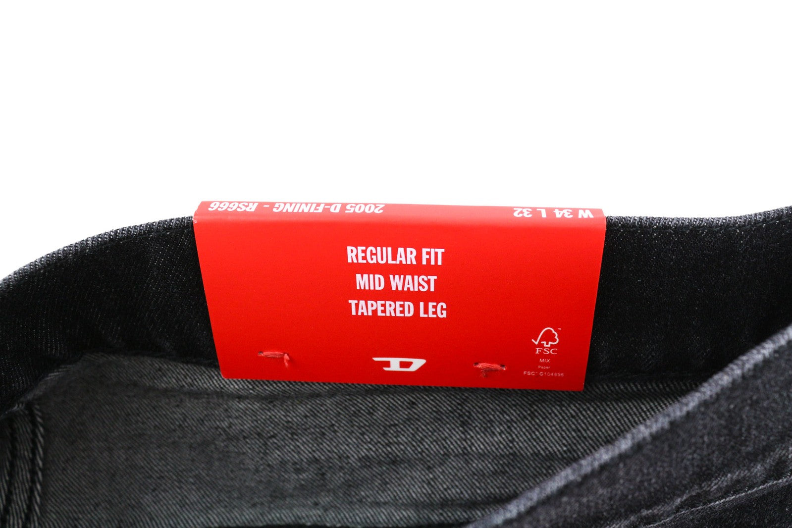 DIESEL 2005 D-Fining RS666 vyriški džinsai W34/L32 vidutinio juosmens, įprasto dydžio, siaurėjančiomis klešnėmis 