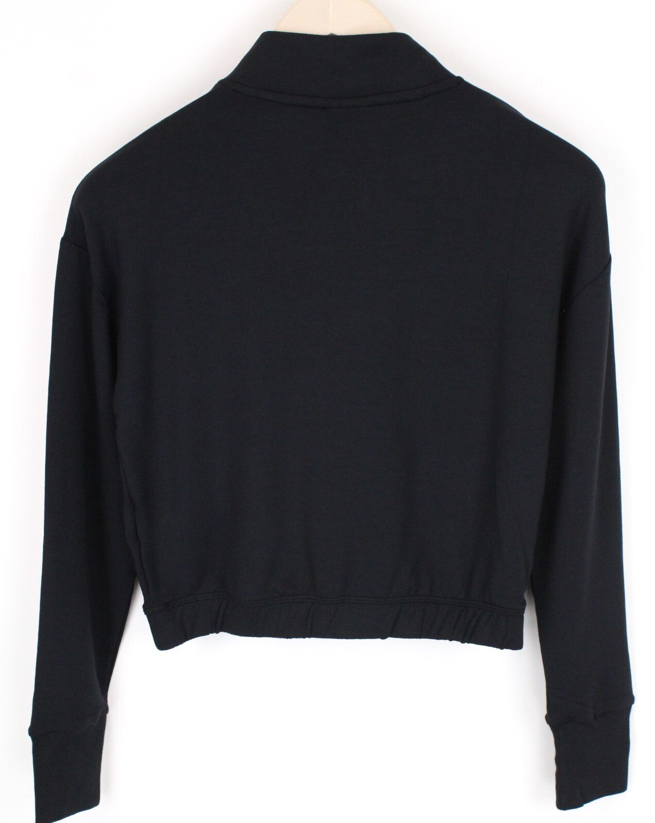 GYMSHARK moteriškas Pipa džemperis su puse užtrauktuko S dydžio, juodas, trumpintas sportinis drabužis su logotipu 