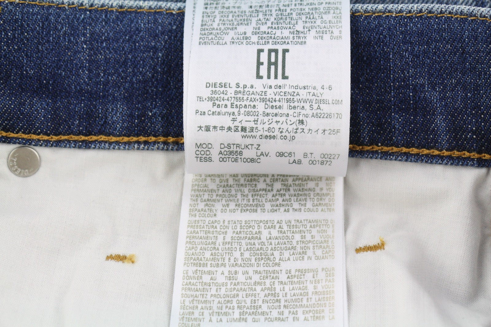 DIESEL D-Strukt-Z 09C61 vyriški džinsai W32/L32 Slim Zip Fly skalbtos mėlynos spalvos, rekomenduojama kaina – 250 € 