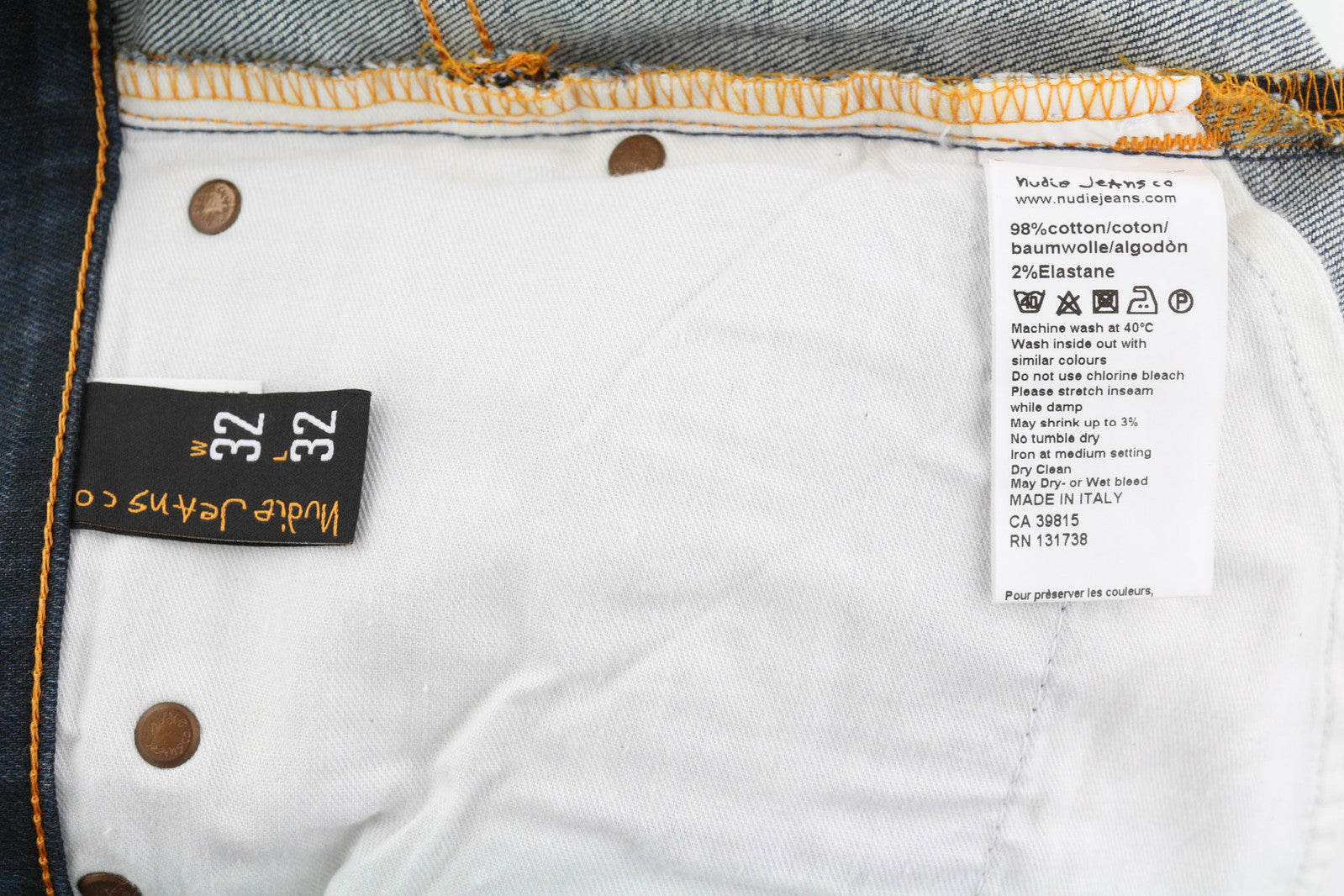 NUDIE JEANS Thin Finn Men Jeans W32/L32 Grey Authent Zipper Washed Dark Denim