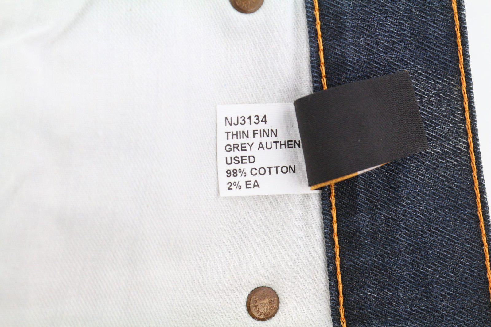 NUDIE JEANS Thin Finn Men Jeans W32/L32 Grey Authent Zipper Washed Dark Denim