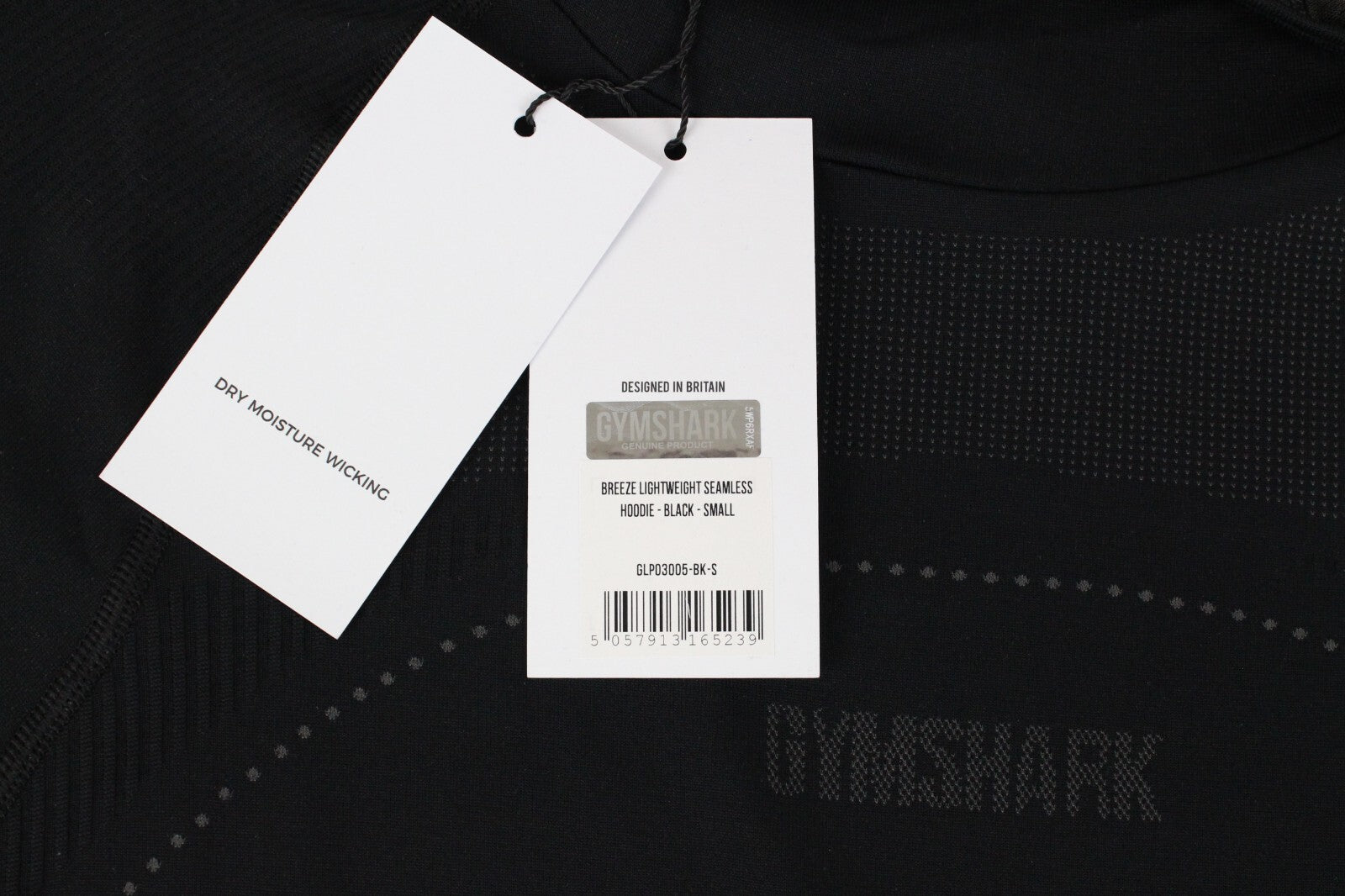 GYMSHARK moteriškas juodas džemperis su gobtuvu S dydžio sportinė apranga ilgomis rankovėmis su logotipu 