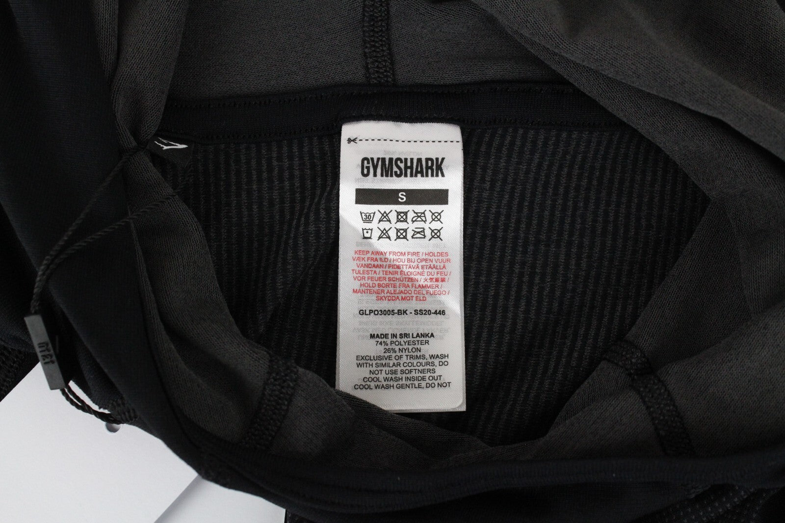 GYMSHARK moteriškas juodas džemperis su gobtuvu S dydžio sportinė apranga ilgomis rankovėmis su logotipu 