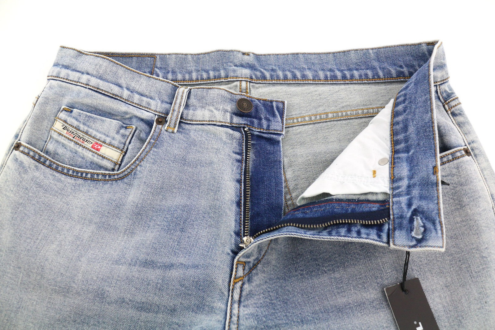 DIESEL D-Strukt-Z 09C62 vyriški džinsai W32/L32 Slim Zip Fly skalbtos mėlynos spalvos, rekomenduojama kaina – 195 € 