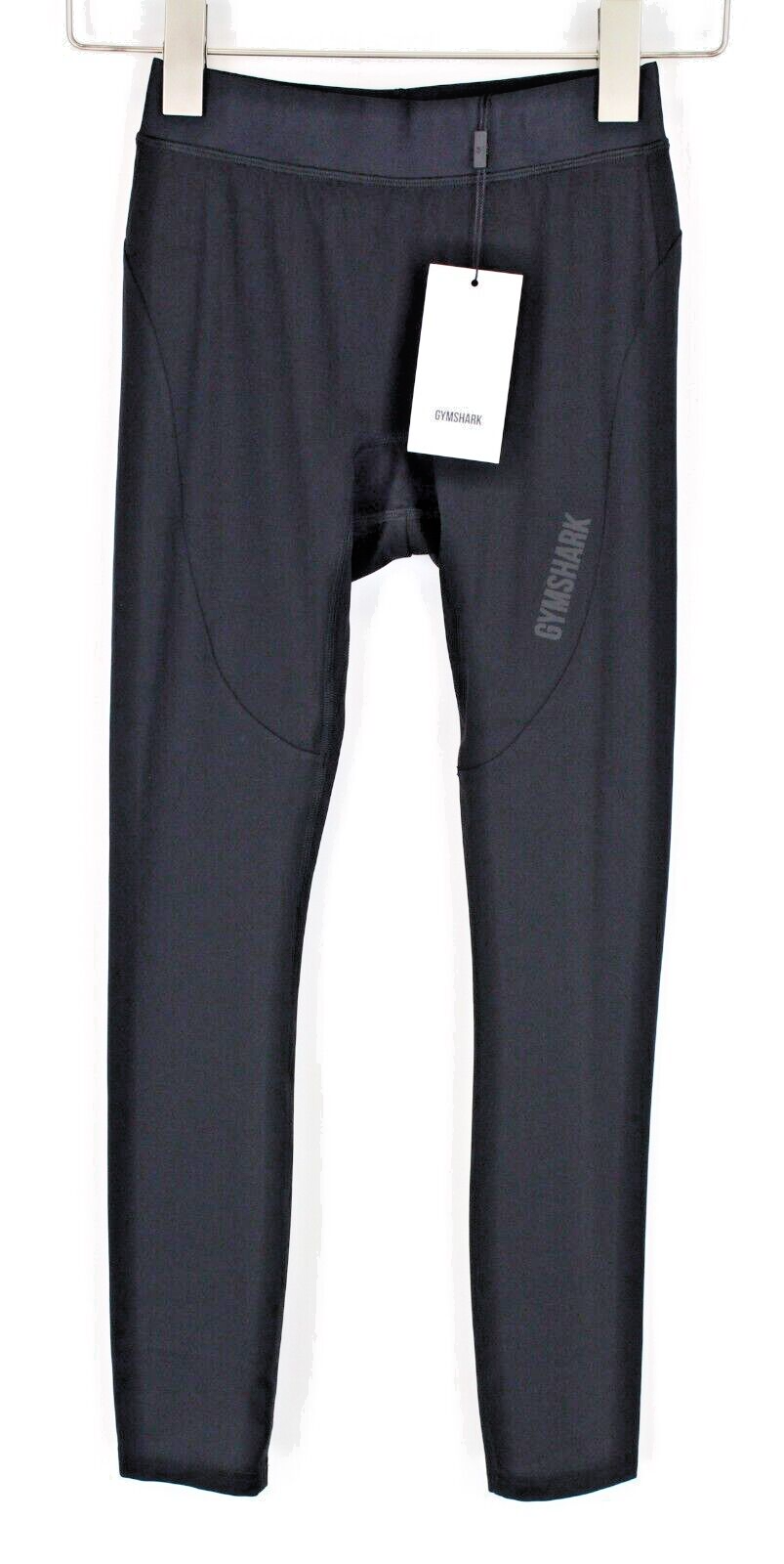 GYMSHARK moteriškos tamprės S juodos spalvos su logotipu ir tampriu sportiniu drabužiu aukštu juosmeniu 