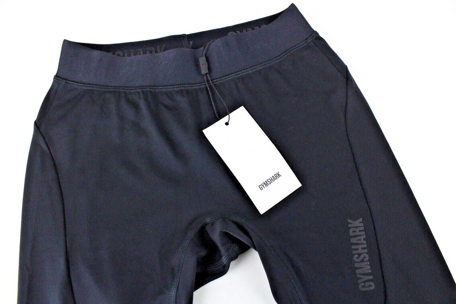 GYMSHARK moteriškos tamprės S juodos spalvos su logotipu ir tampriu sportiniu drabužiu aukštu juosmeniu 