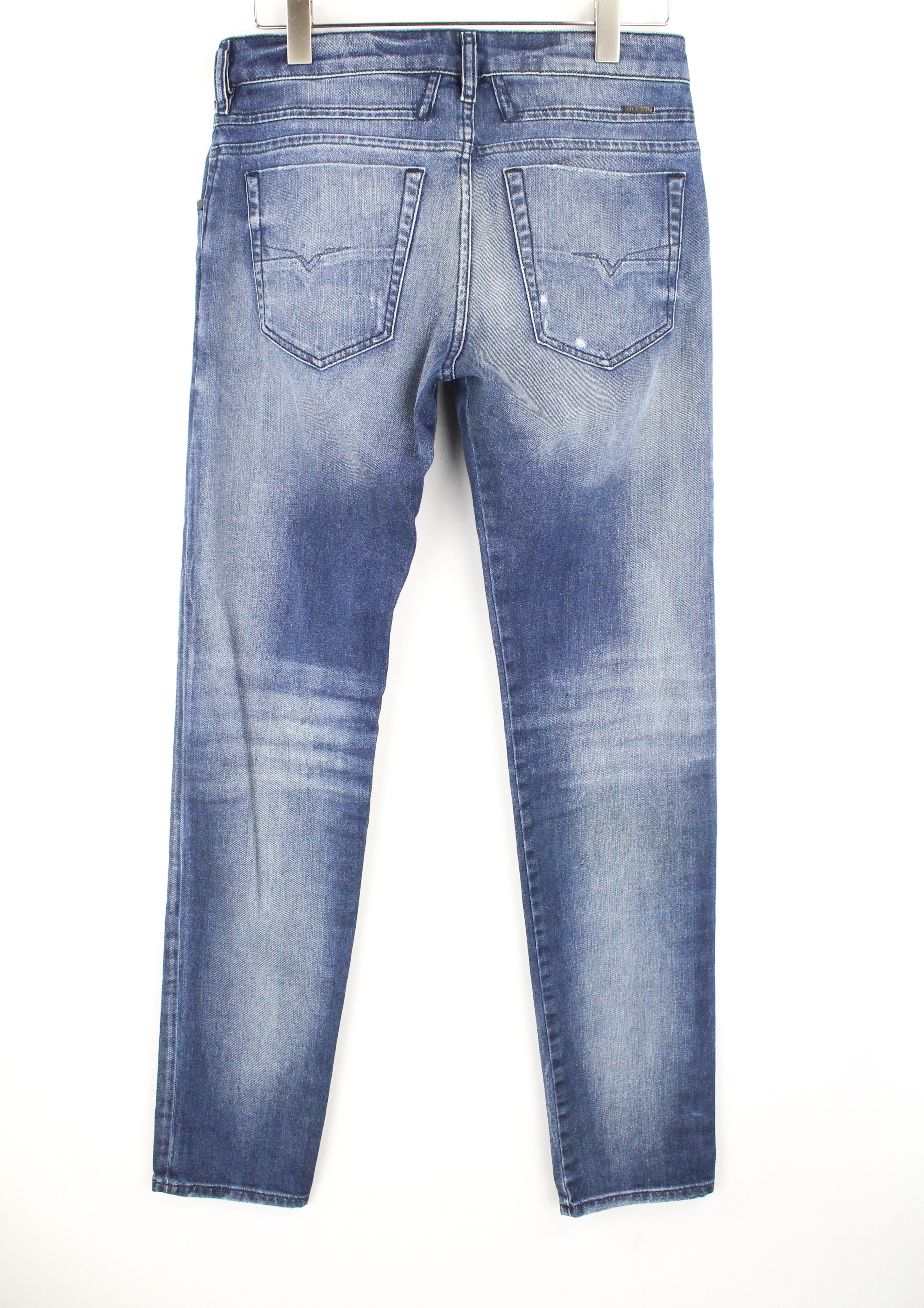 DIESEL D-Bazer 084DD vyriški džinsai W29/L34 mėlyni, skalbtos medvilnės, siaurėjančio kirpimo, tamprūs. 