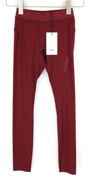 GYMSHARK moteriškos tamprės S dydžio raudonos aukštu juosmeniu su logotipu, tamprios sportinės aprangos detalės 