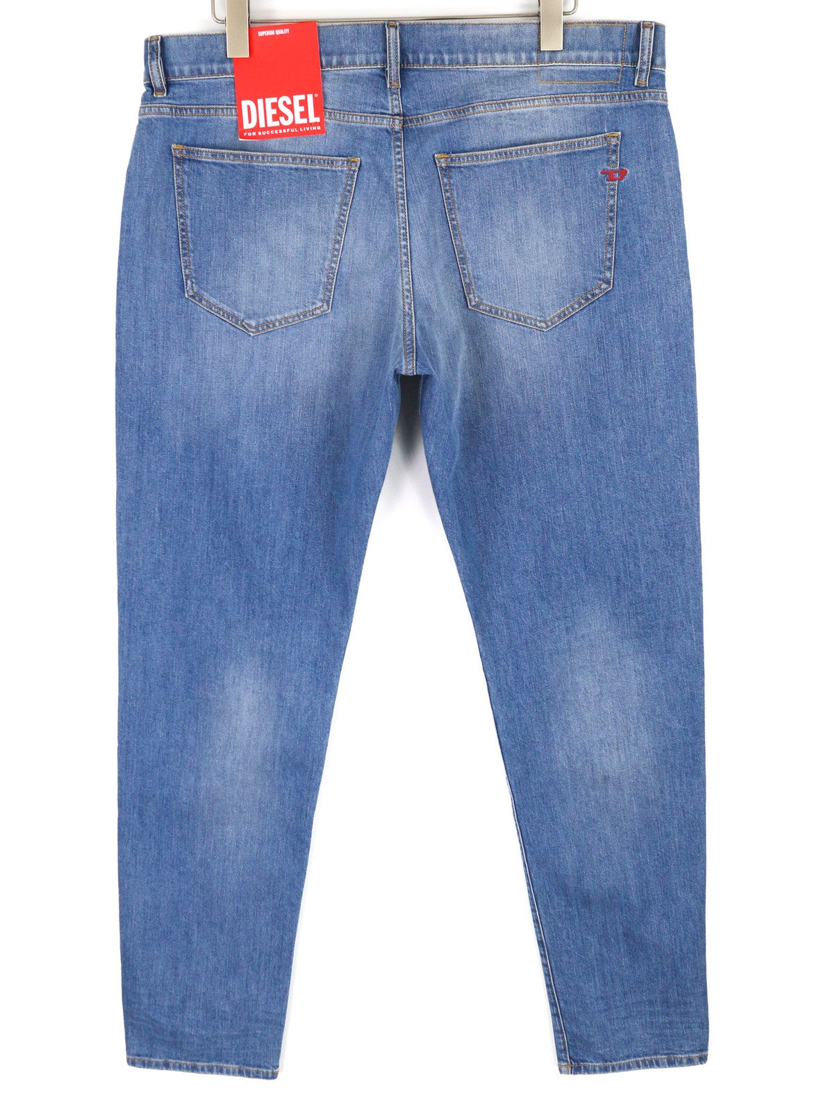 DIESEL 2019 D-Strukt 0EHAJ vyriški džinsai W40/L34 vidutinio juosmens, ploni, skalbtos mėlynos spalvos 