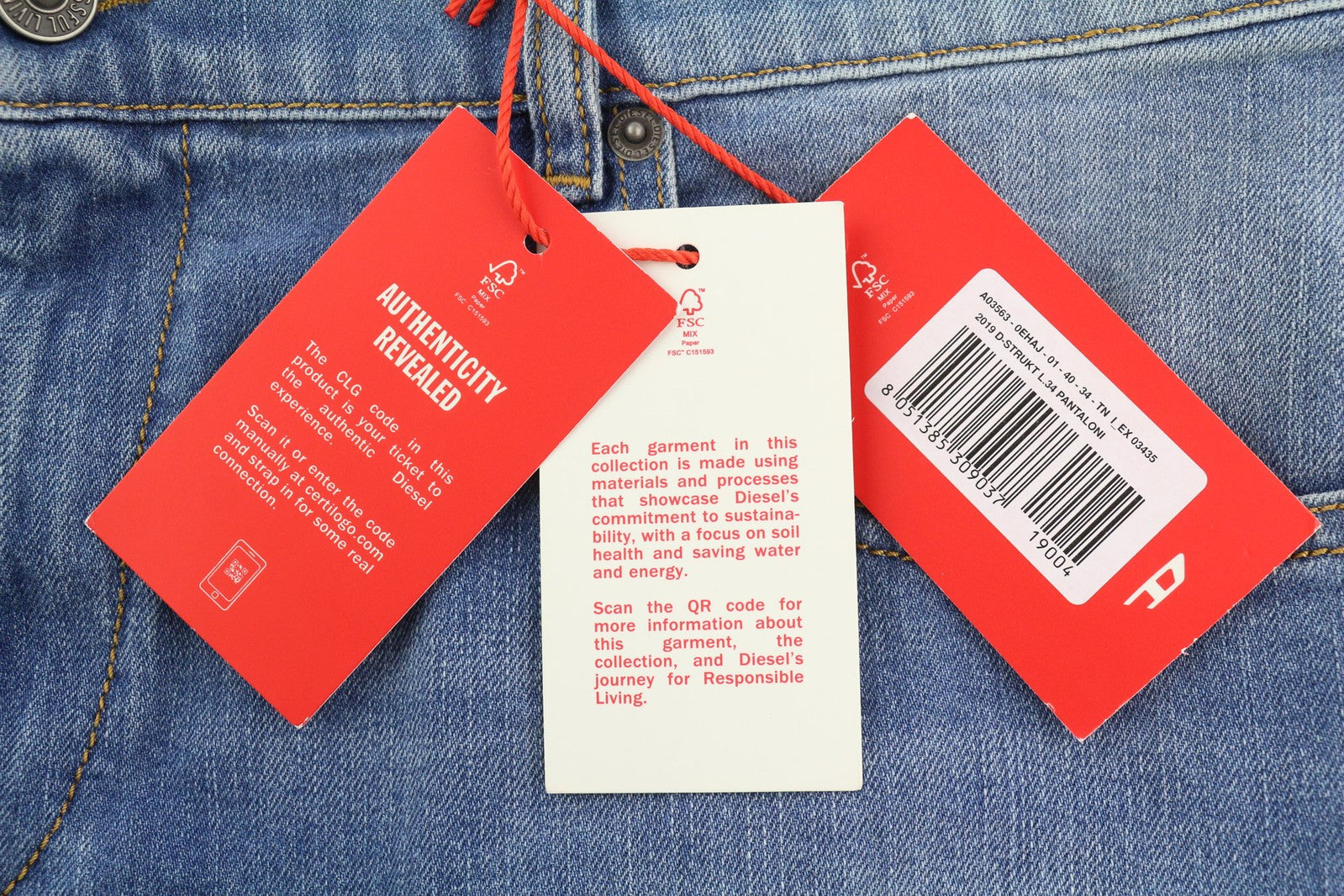 DIESEL 2019 D-Strukt 0EHAJ vyriški džinsai W40/L34 vidutinio juosmens, ploni, skalbtos mėlynos spalvos 