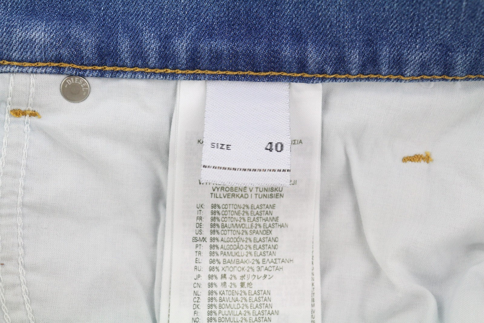 DIESEL 2019 D-Strukt 0EHAJ vyriški džinsai W40/L34 vidutinio juosmens, ploni, skalbtos mėlynos spalvos 