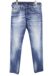 DIESEL D-Bazer 084DD vyriški džinsai W29/L34 mėlyni medvilniniai, siaurėjantys, tamprūs. 