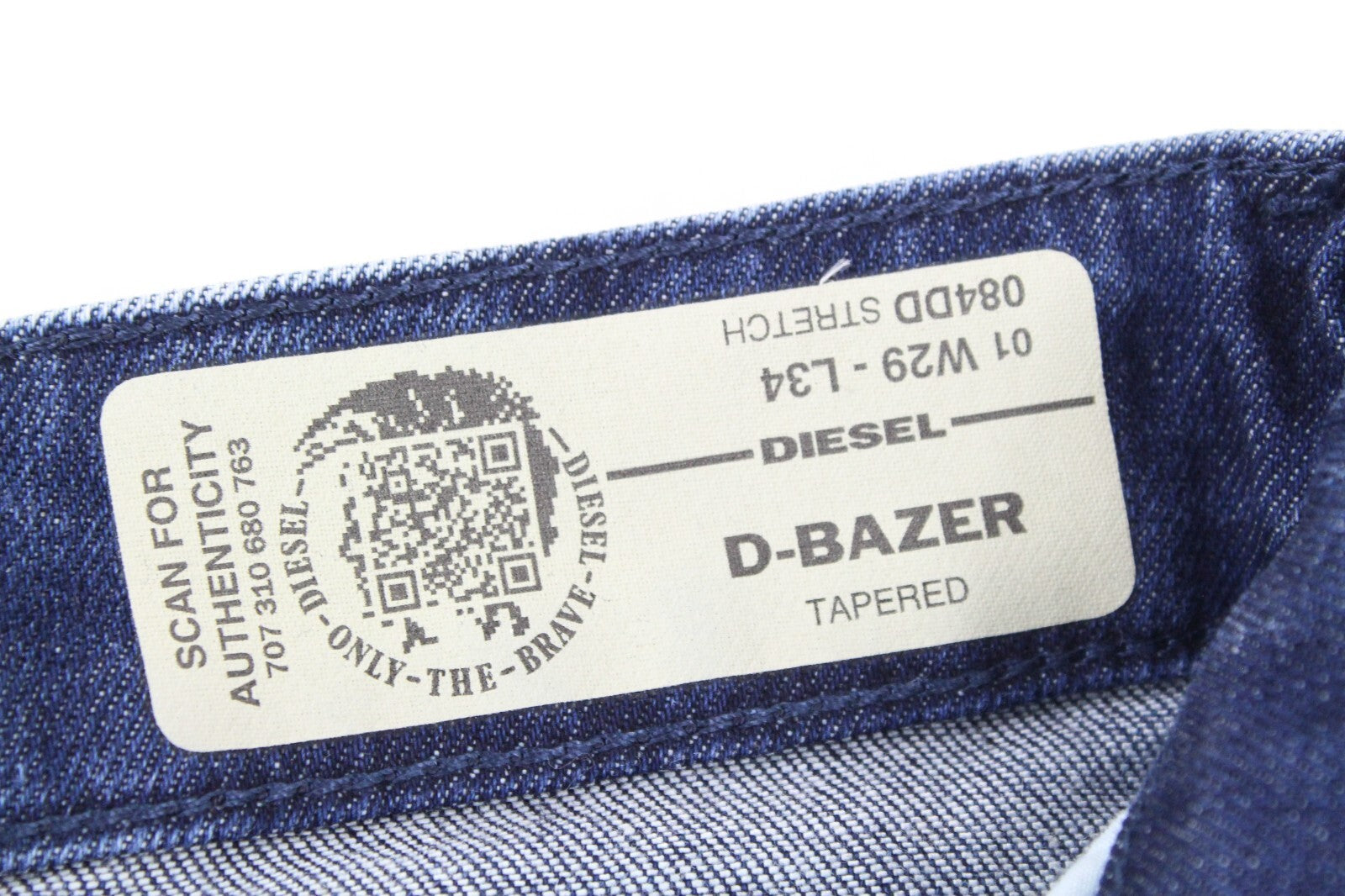 DIESEL D-Bazer 084DD vyriški džinsai W29/L34 mėlyni medvilniniai, siaurėjantys, tamprūs. 