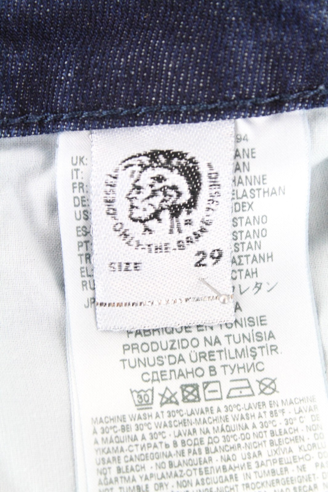 DIESEL D-Bazer 084DD vyriški džinsai W29/L34 mėlyni medvilniniai, siaurėjantys, tamprūs. 